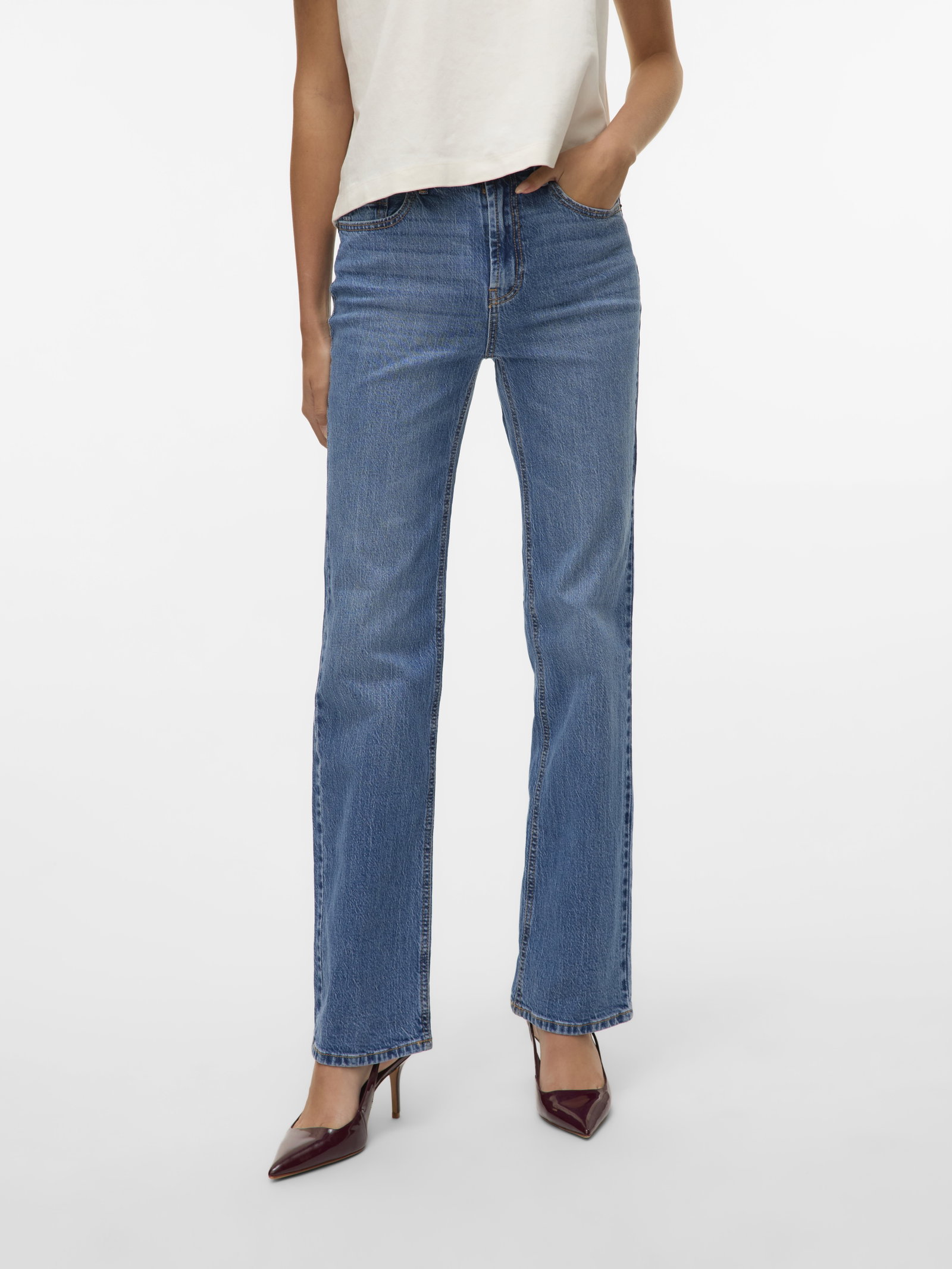 VMTESSA HR STRAIGHT JEANS LI3114 GA, Medium Blue Denim #7