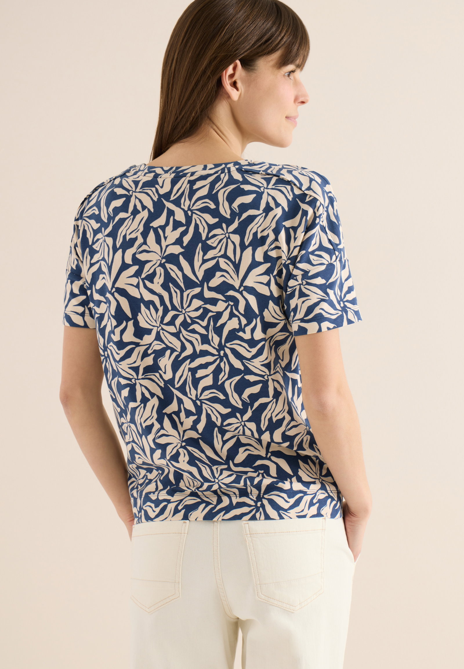 Shirt mit Boatneck und floralem Print #4