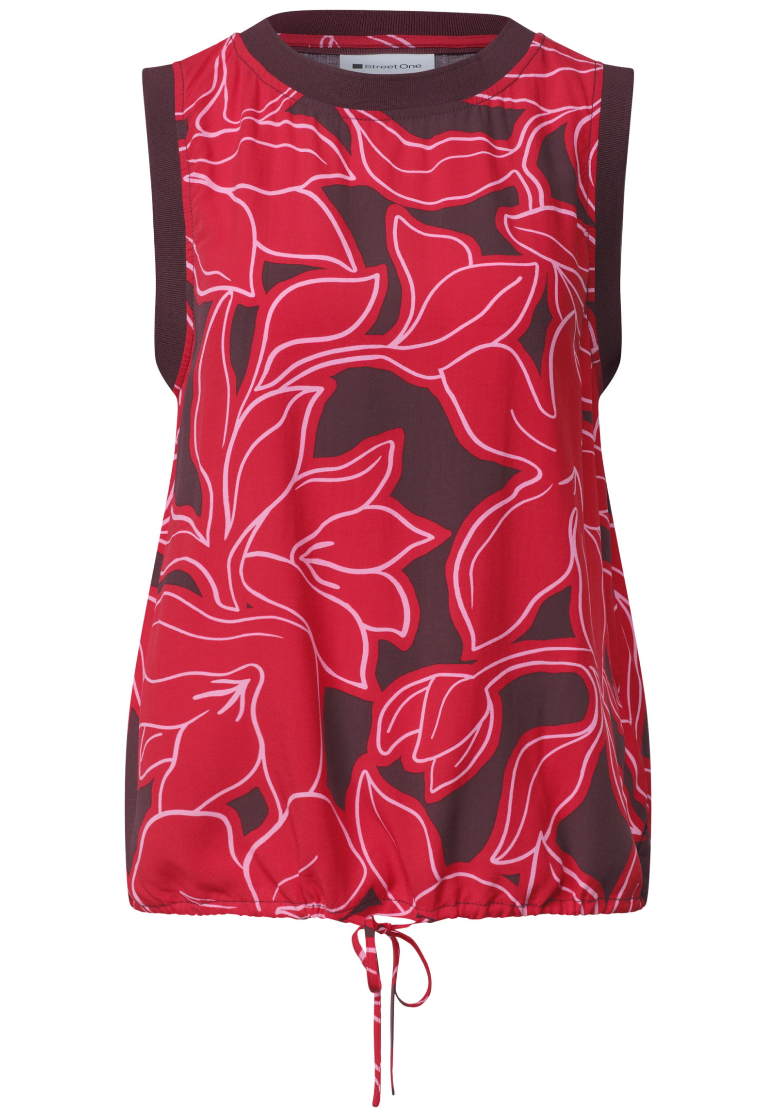 Blousetop w tape detail AOP, salsa red #1