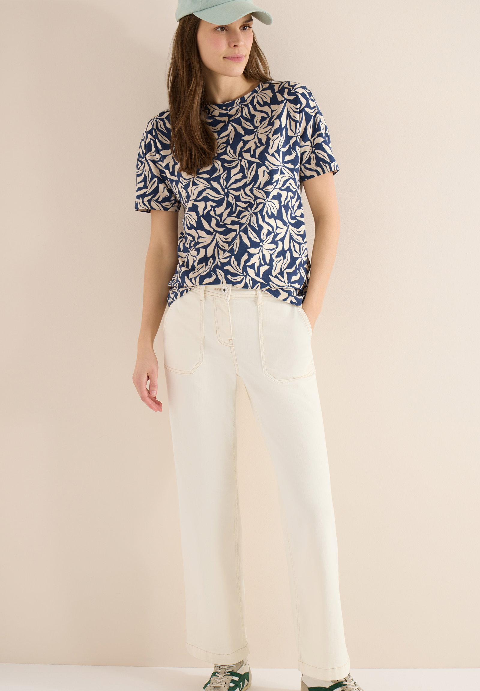 Shirt mit Boatneck und floralem Print #5