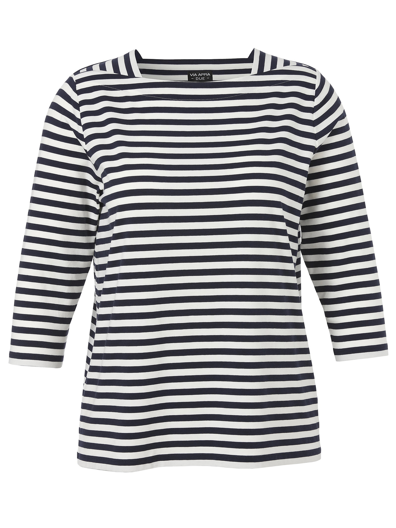 T-Shirt Karree 3/4 Arm, indigo / ecru #1