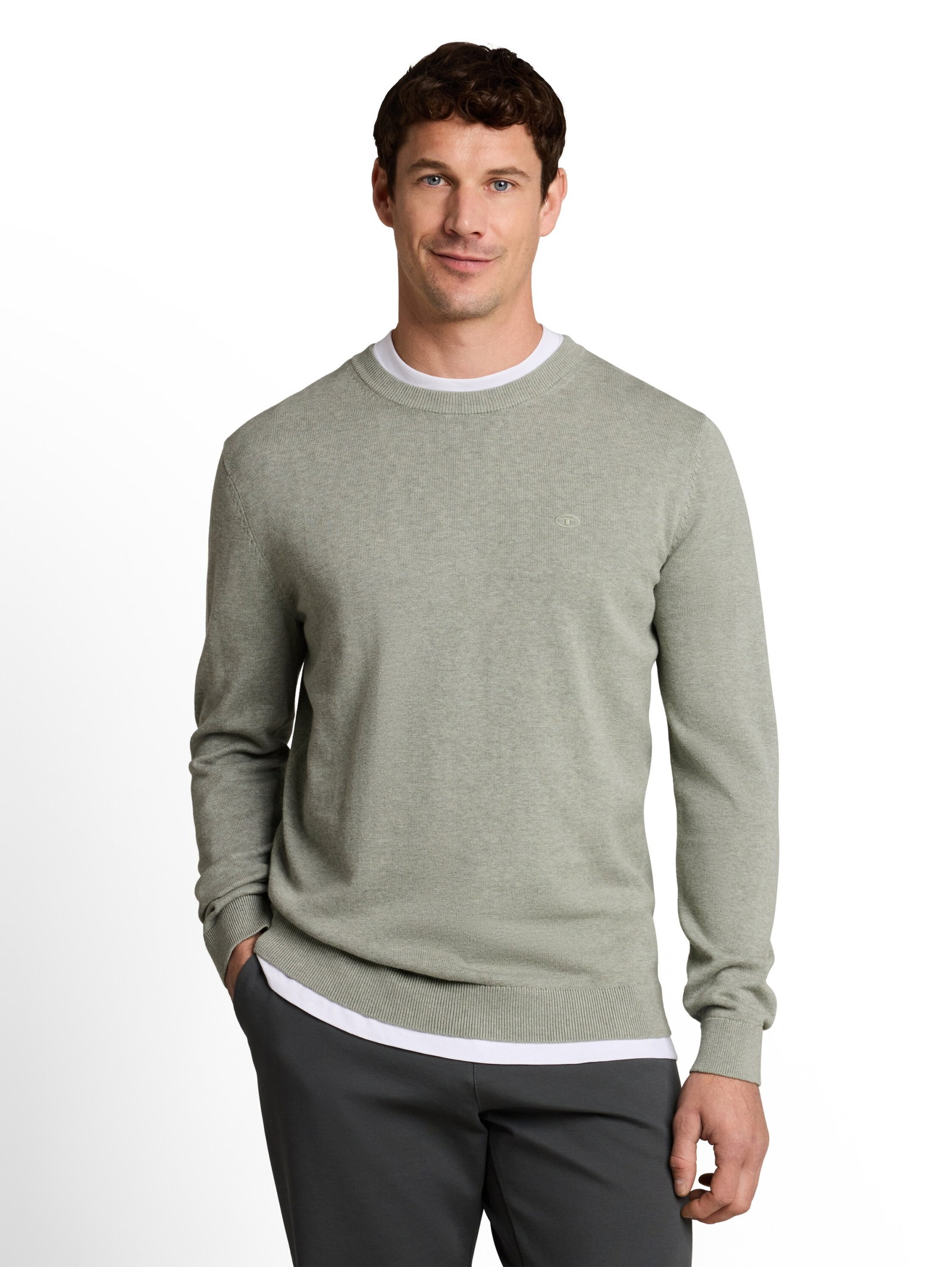 basic crewneck knit, iron mint melange #9
