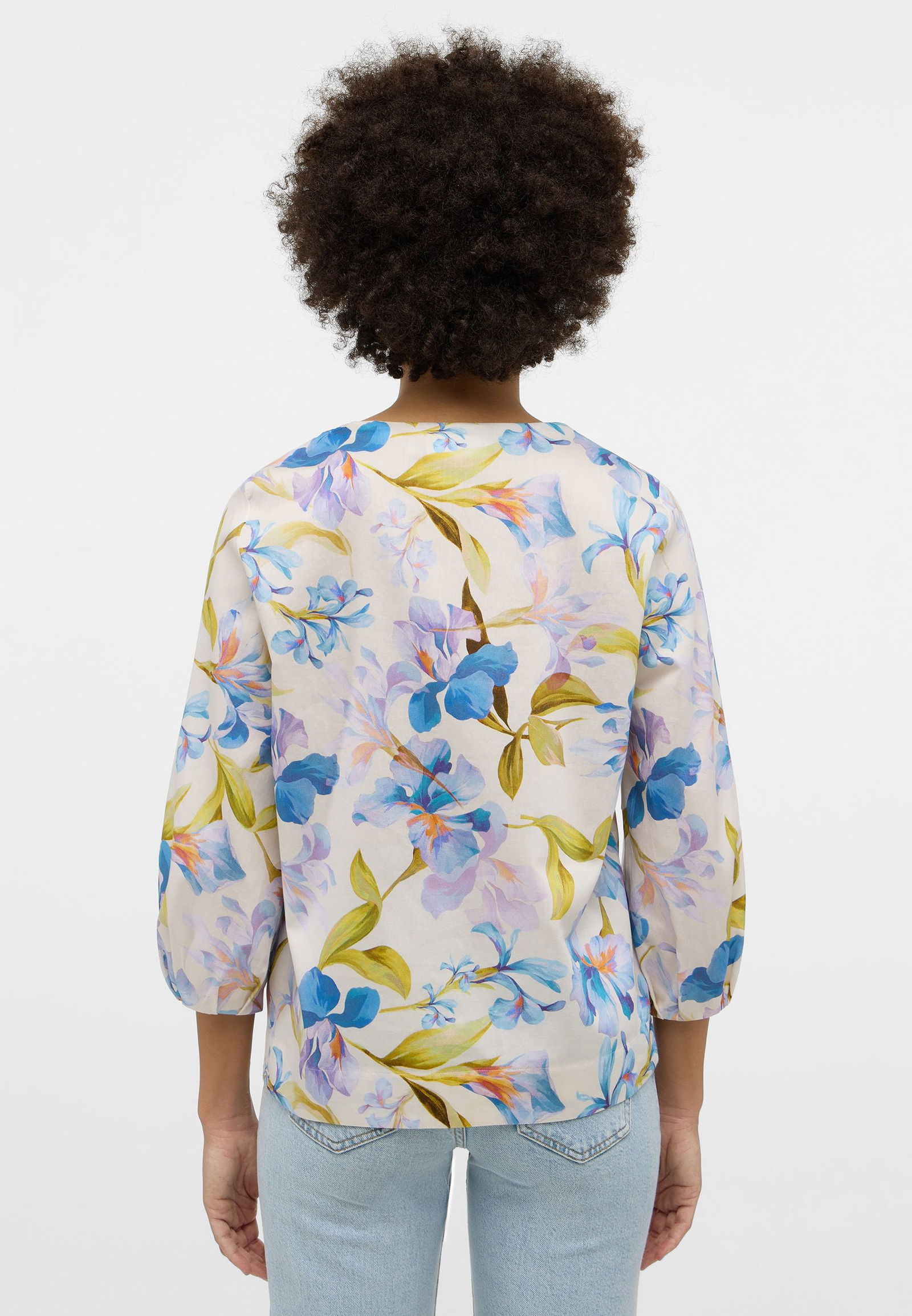 Eterna |  Eterna Druckbluse  | 40 | azurblau