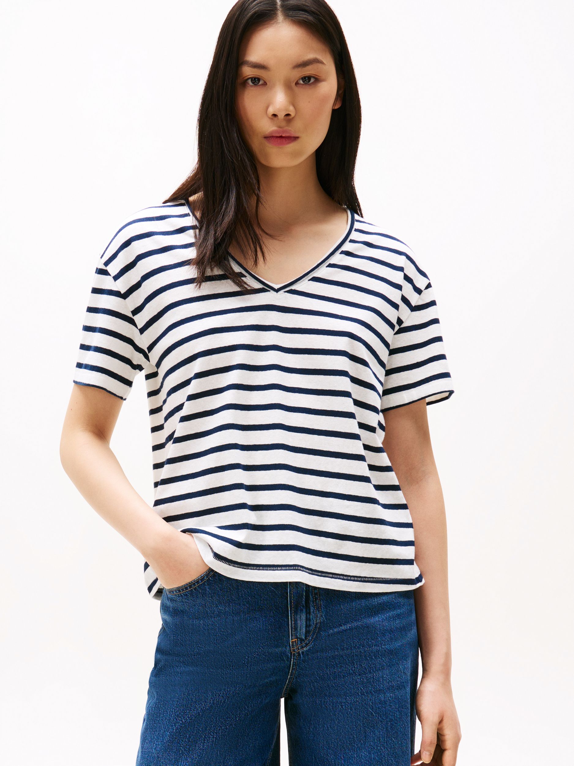 Tommy Hilfiger |  Tommy Hilfiger Shirt  | XXL | breton ecru/dark night navy stp