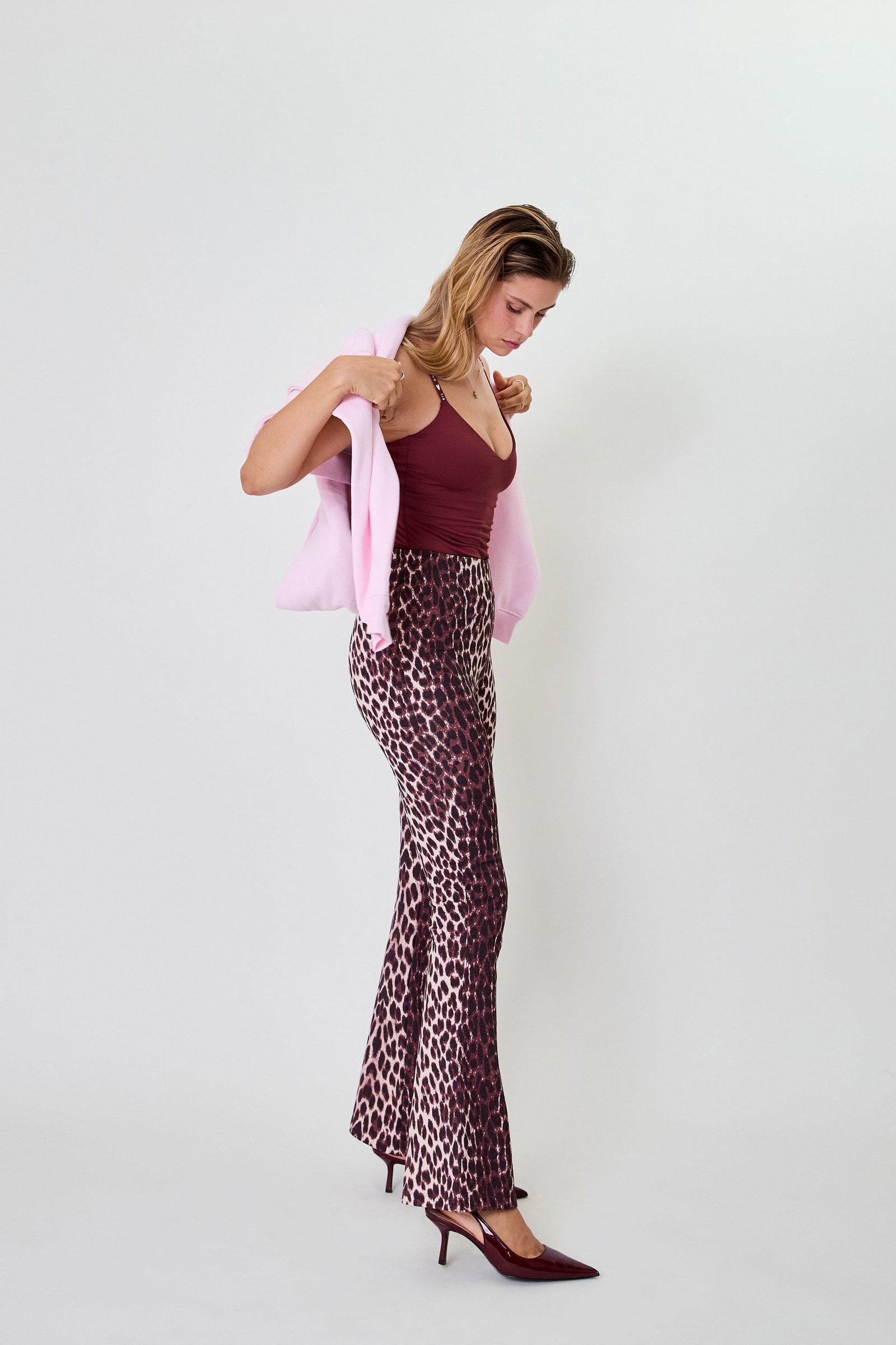 Oh April Tia Bootcut Leggings Leo Cherrywood #4