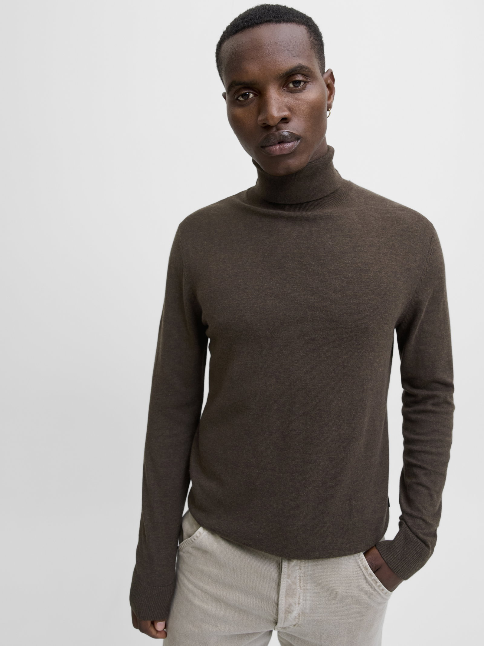 JJEEMIL KNIT ROLL NECK NOOS, Mulch/TWIST #7