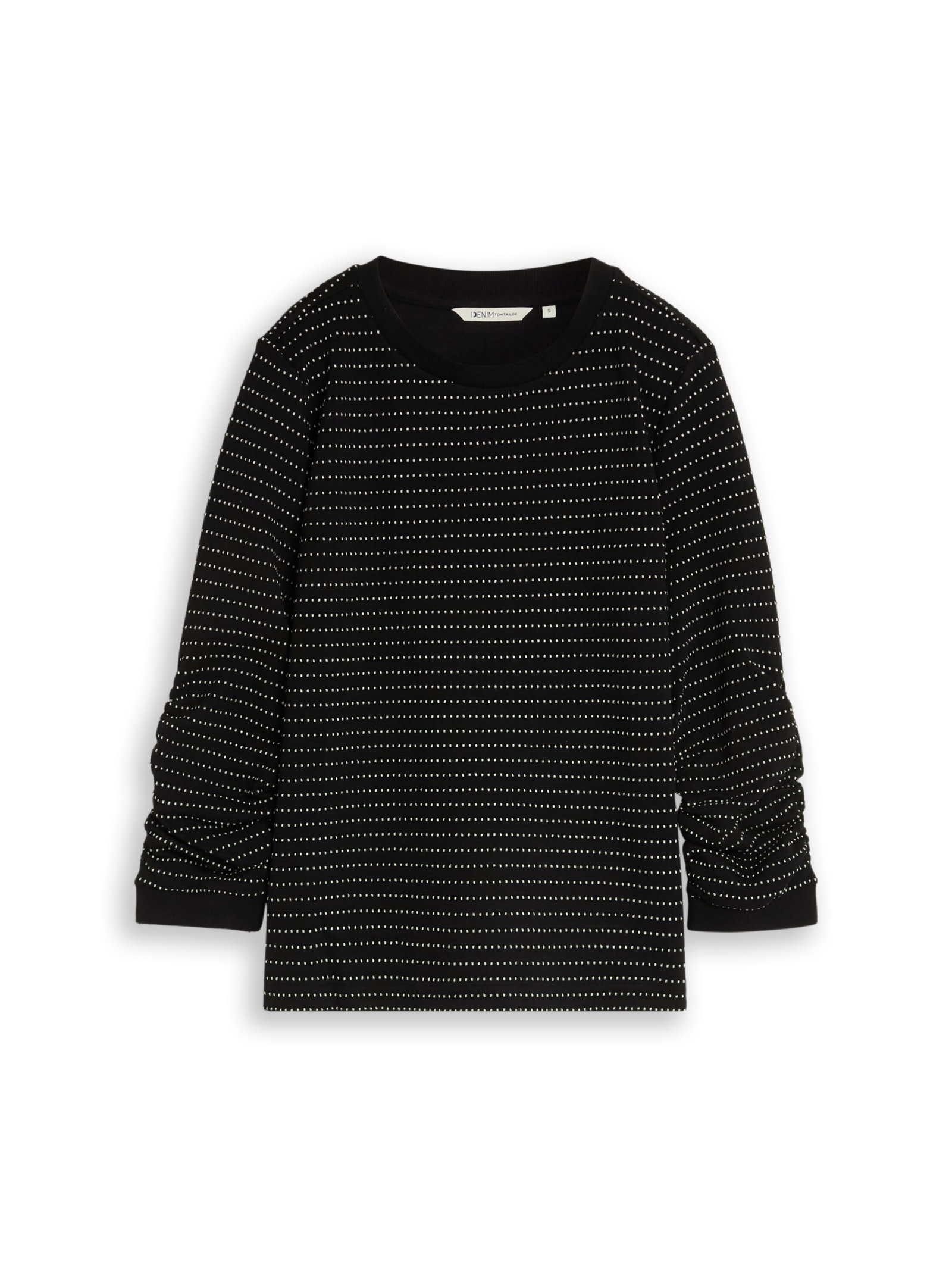 structure sweatshirt with gath, black white dotted stripe #7