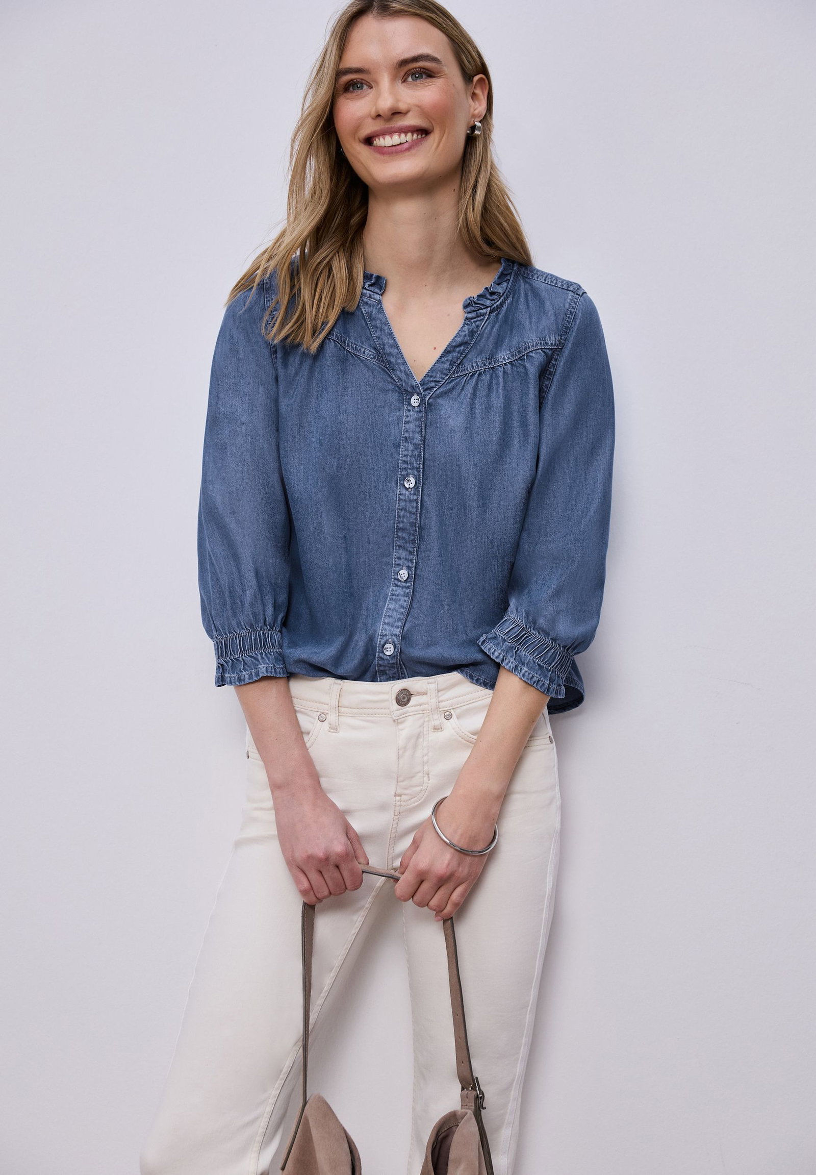 c9c2fa76b4bb830a52f55cac6cbe75b5 Street One | 3/4-Arm Bluse mit Rüschendetails | 36 | 4565_17891