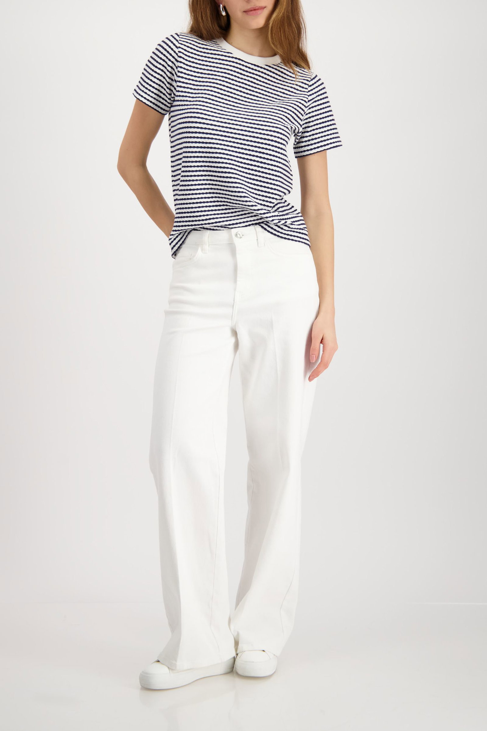 Monari |  T-Shirt, marine ringel | 36