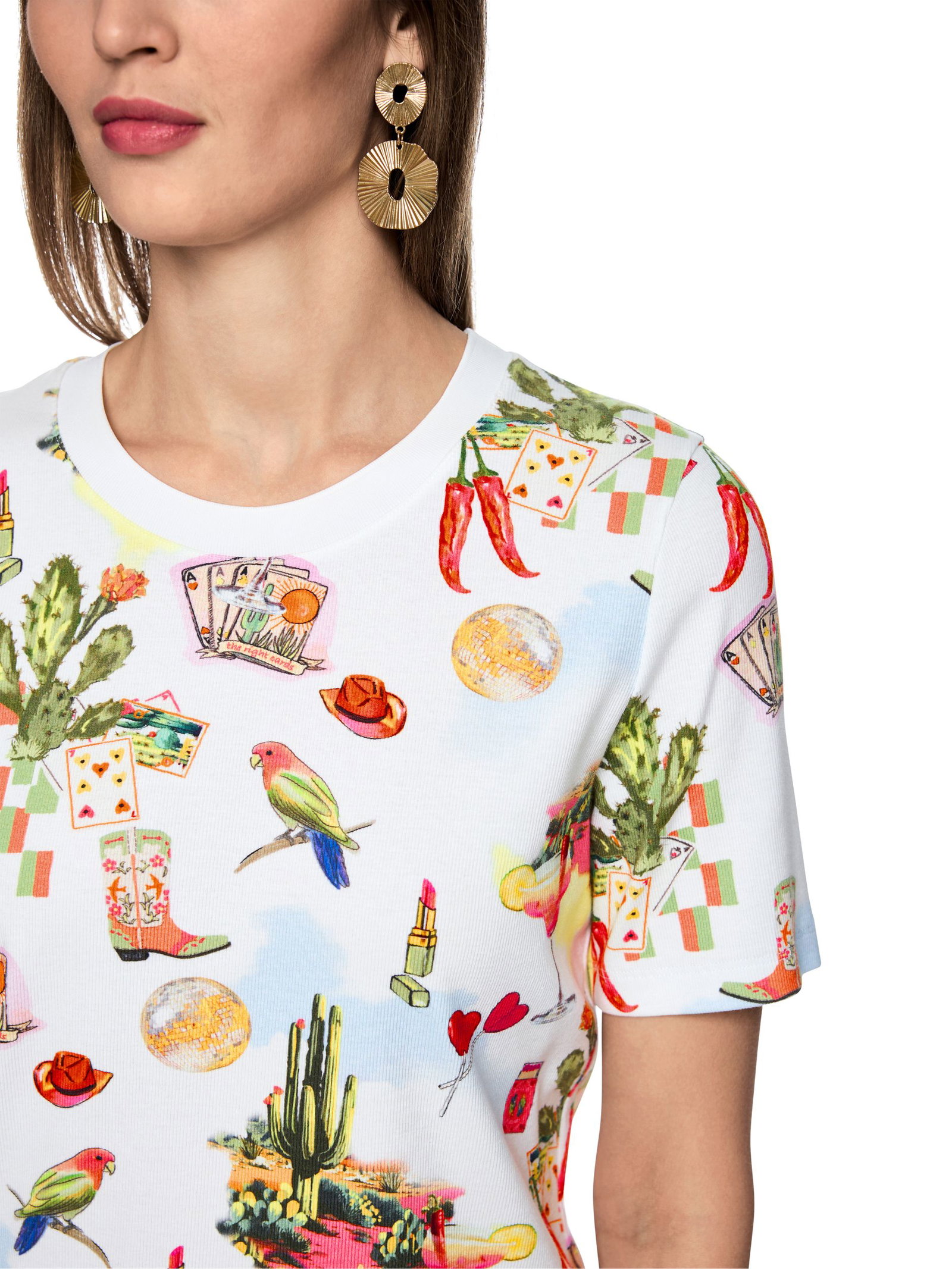 Marc Cain Sports |  Rundhals T-Shirt mit Allover-Print | 46 | white