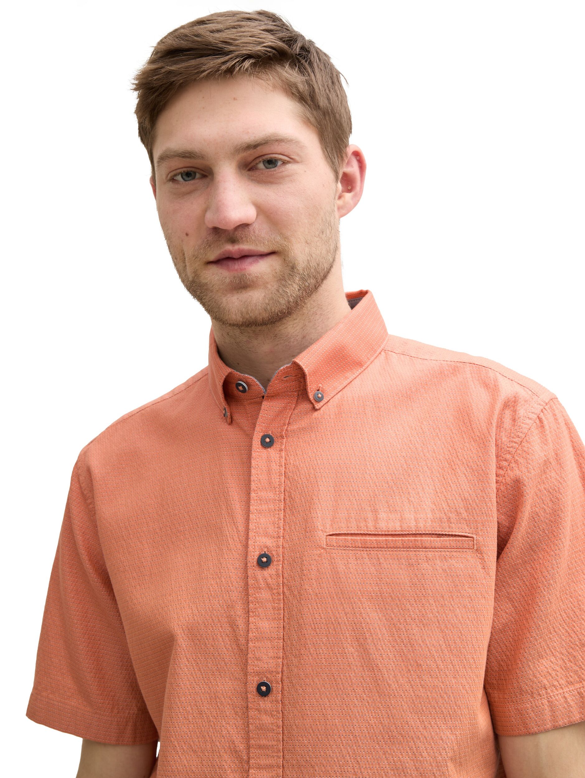 Tom Tailor |  Tom Tailor Hemd Slim Fit  | M | brick orange multicolor dot