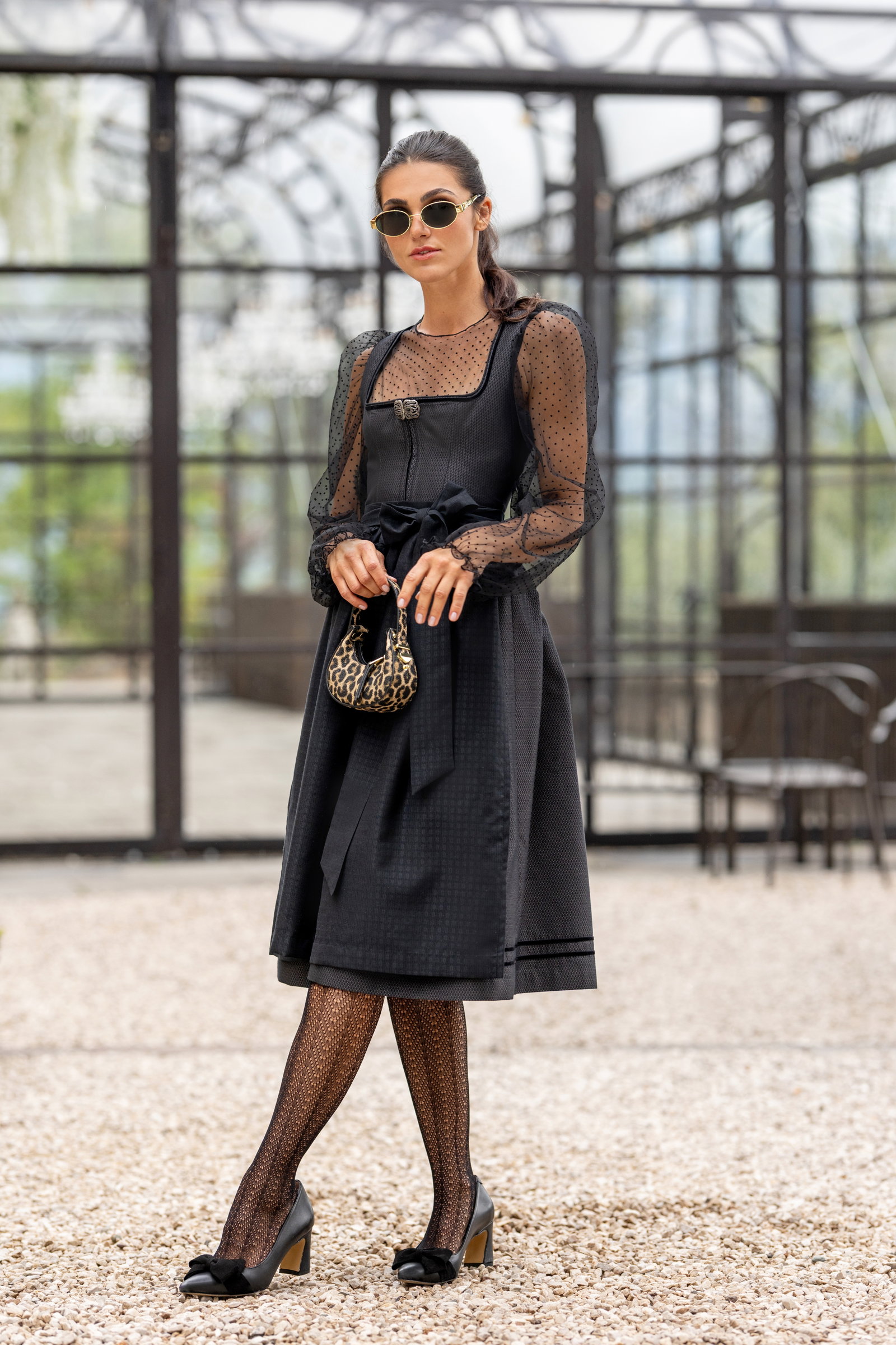 MarJo Dirndlbluse Kinding Langarm Puffarm schwarz #3