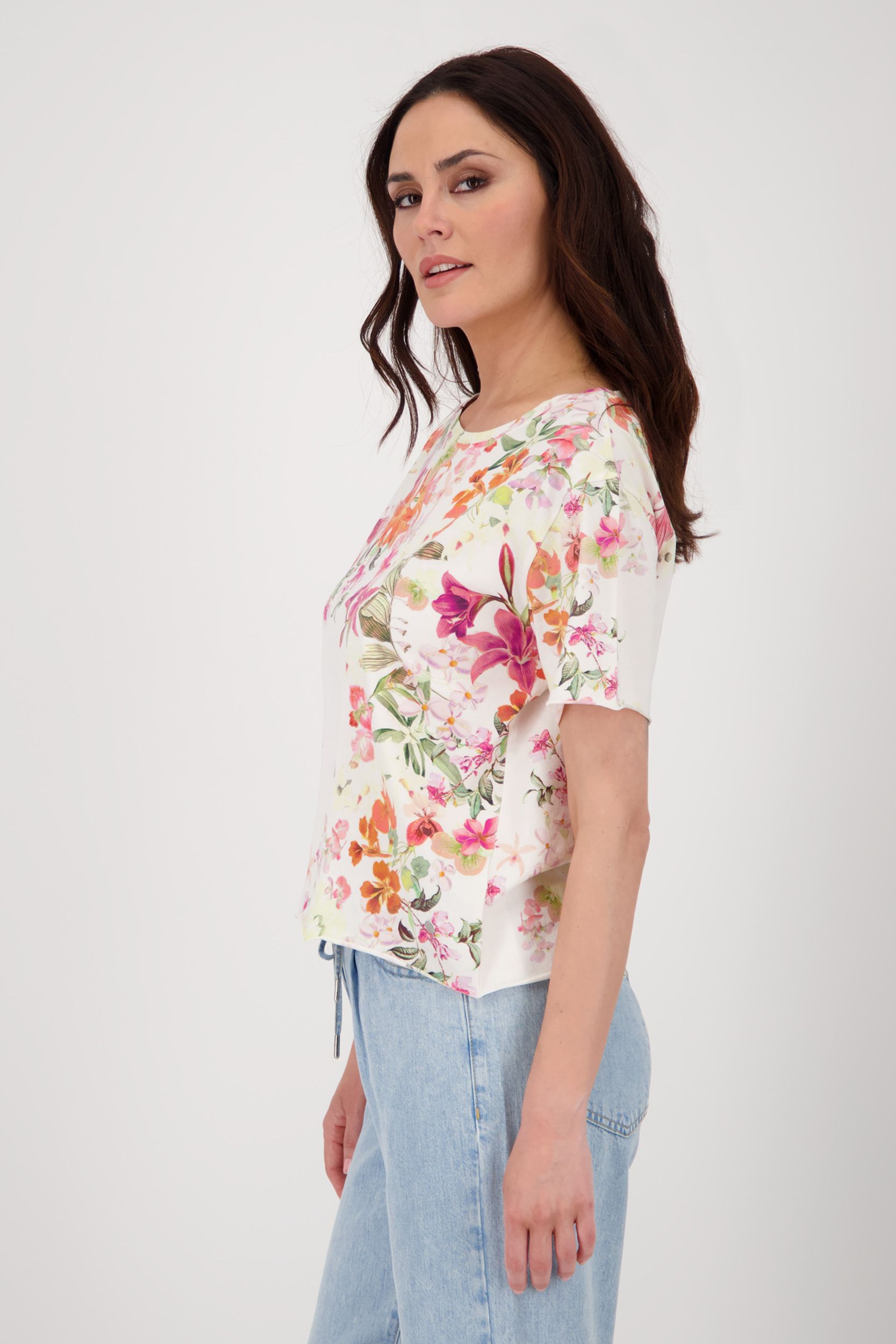 Monari |  T-Shirt, cream gemustert | 40