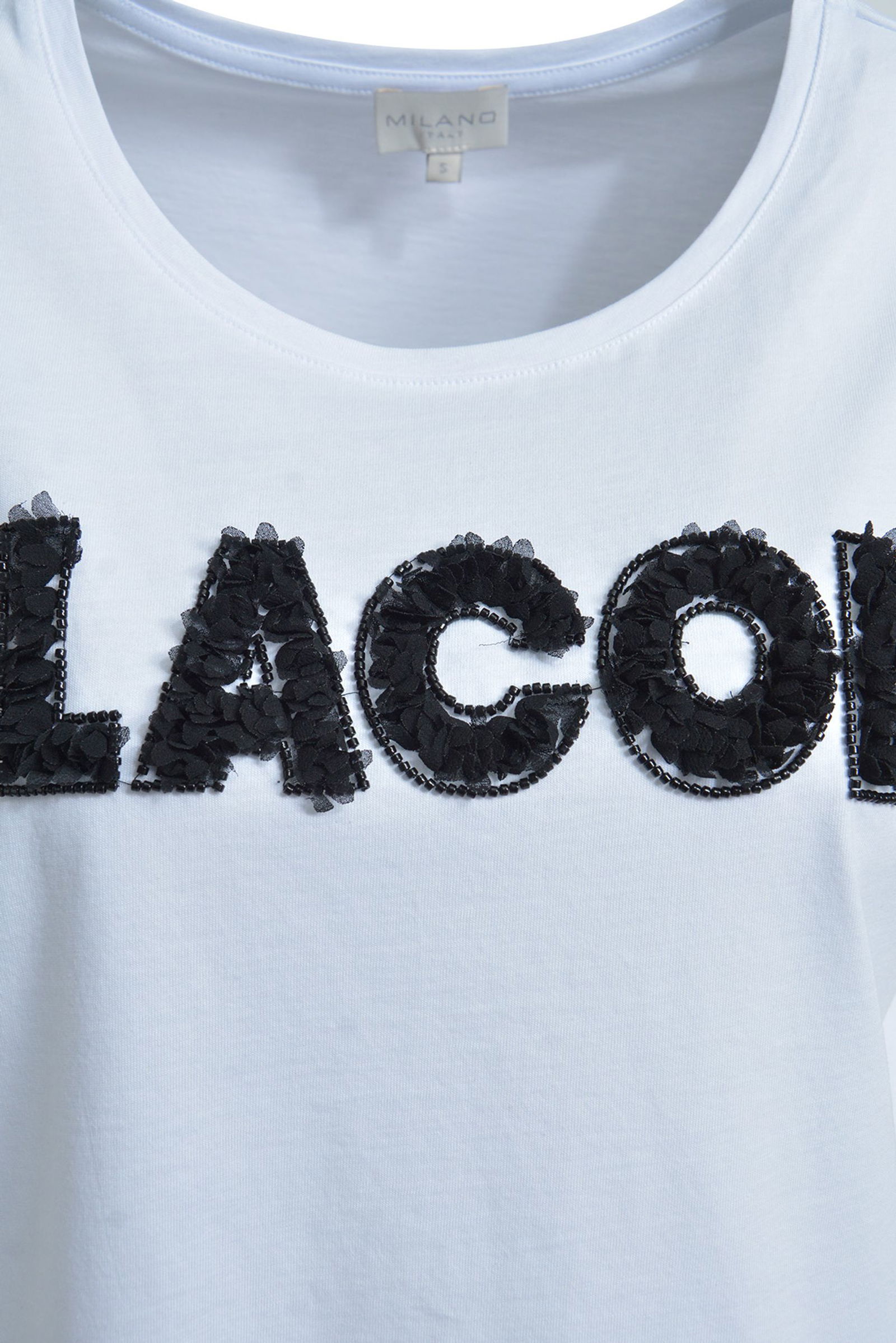  | round neck t-shirt w/ AW 1/4 sleeve | L | white