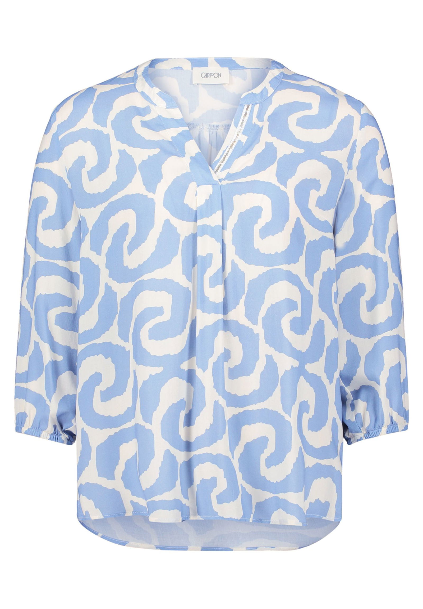 dd0e312078cd957b9e1a51490394c225 | Bluse Kurz 3/4 Arm, Cream/Blue | 42 | weiß/blau