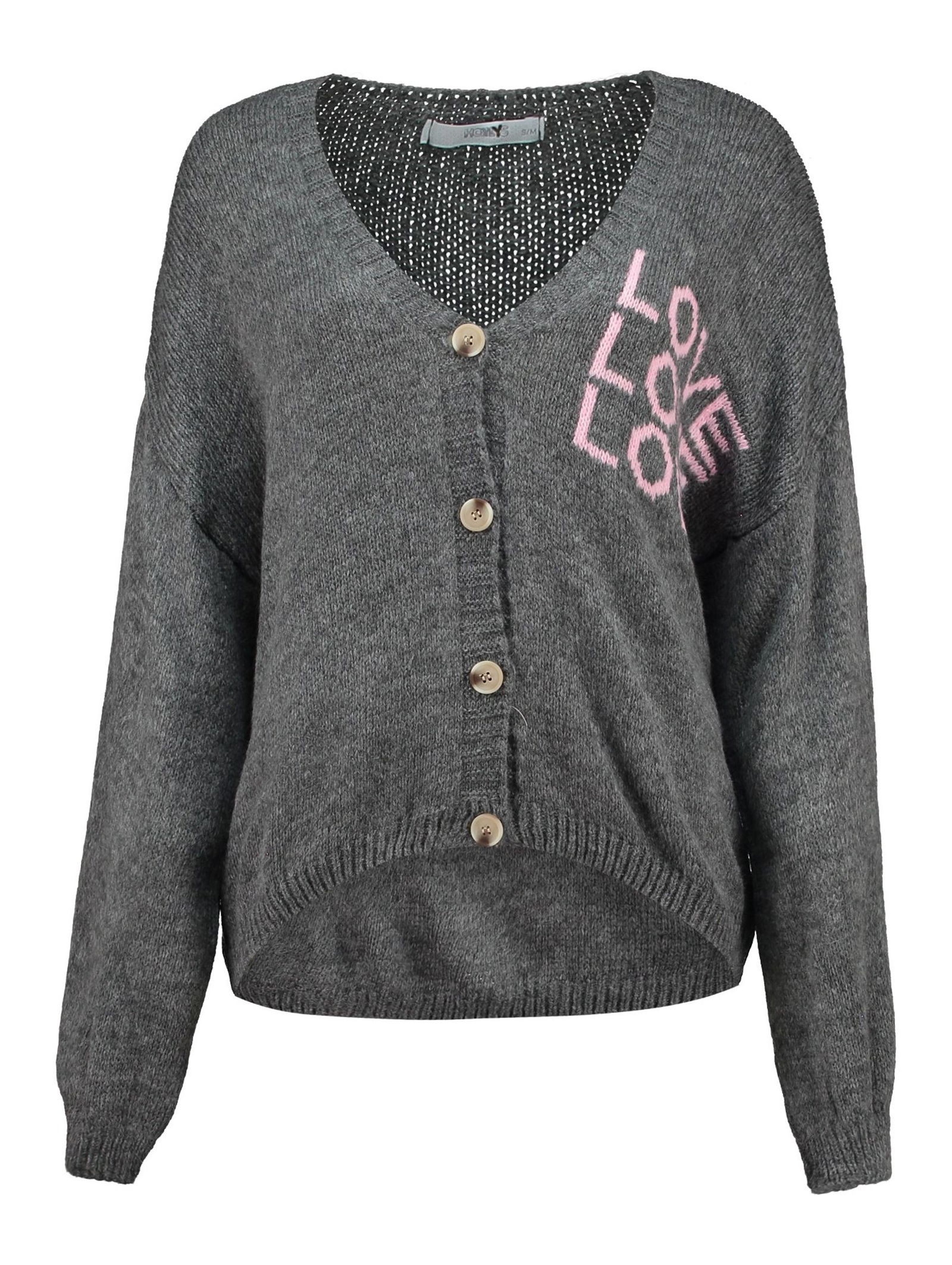 Hailys | Hailys Strickjacke | Cardigan | L/XL | grey/rose love