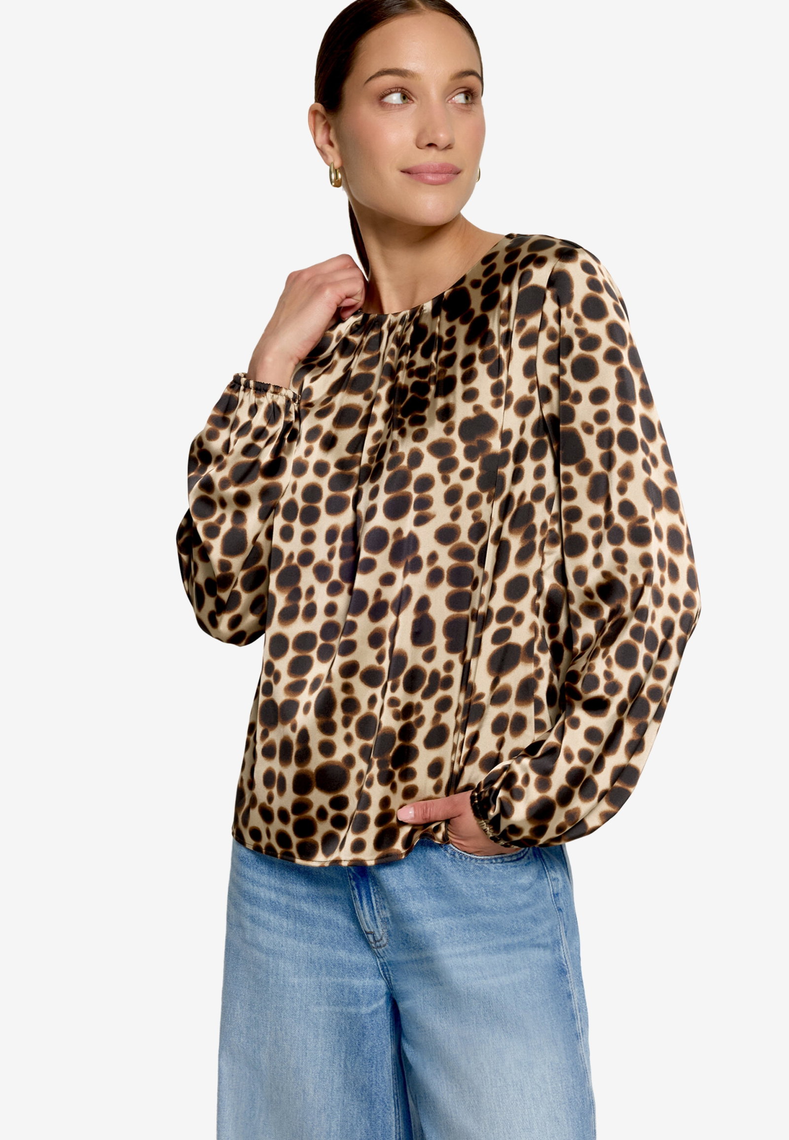 Bluse Kurz 1/1 Arm, Beige/Brown #2