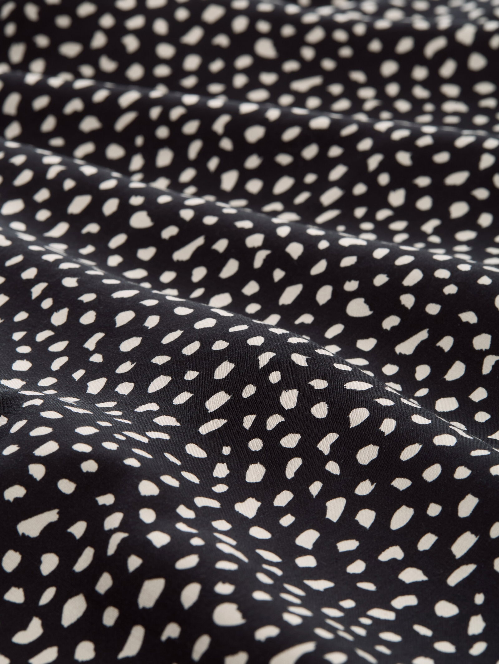 feminine blouse with placket, black white dotted print #2