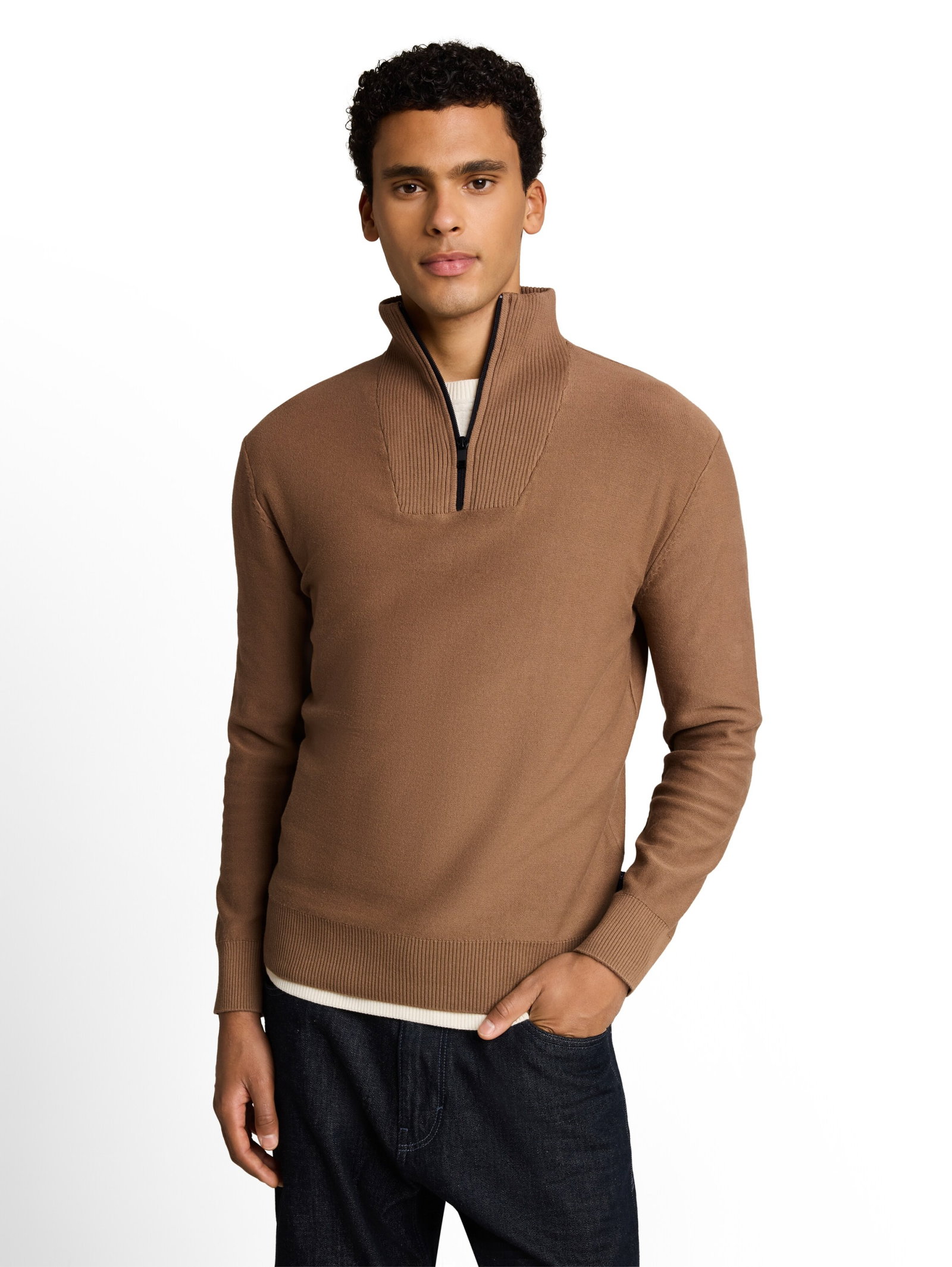 basic knit troyer, malt brown #5