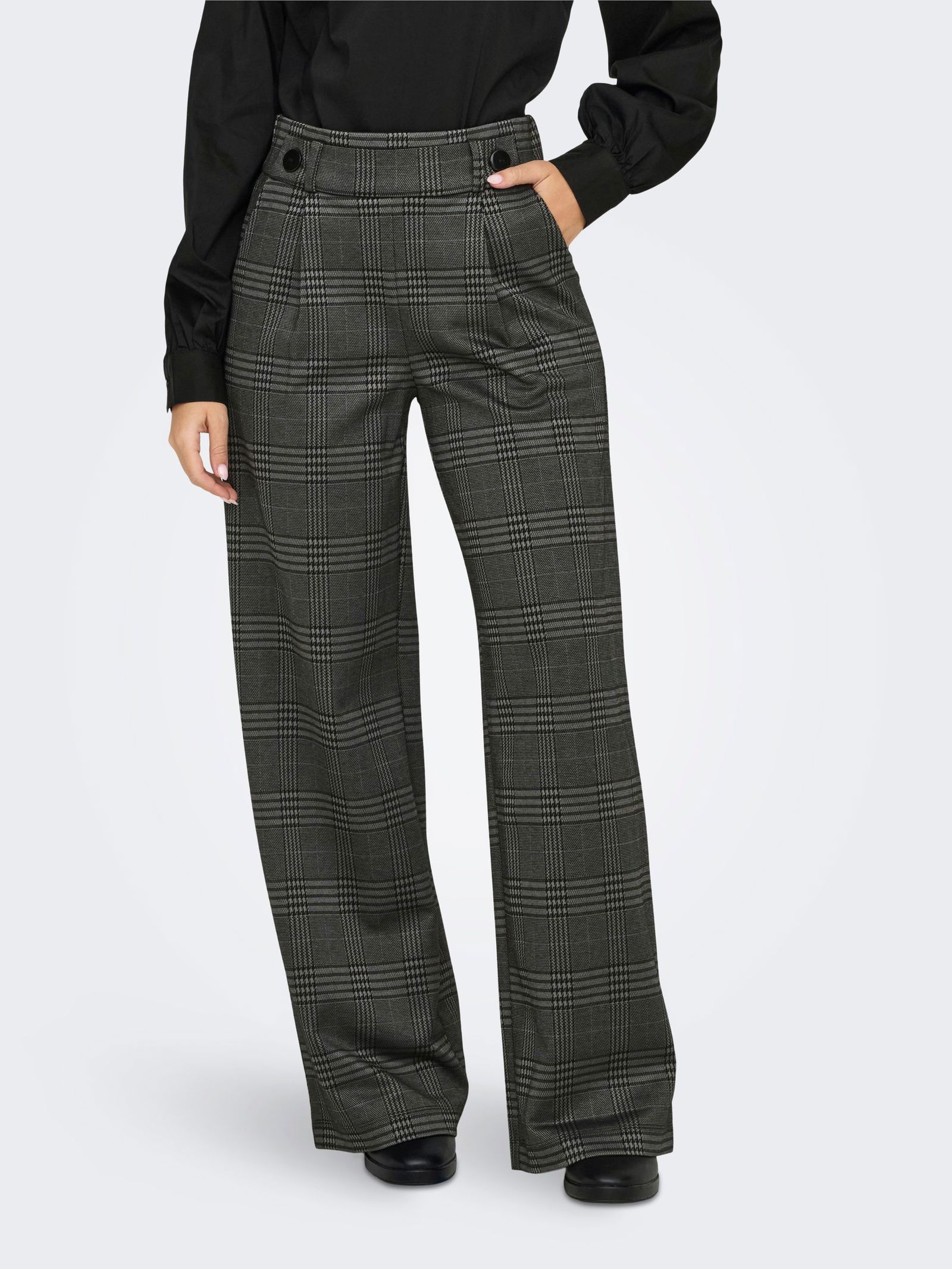 JDY | JDYGEGGO MIA LONG CHECK PANT JRS NOOS | XL/32 | granite grey