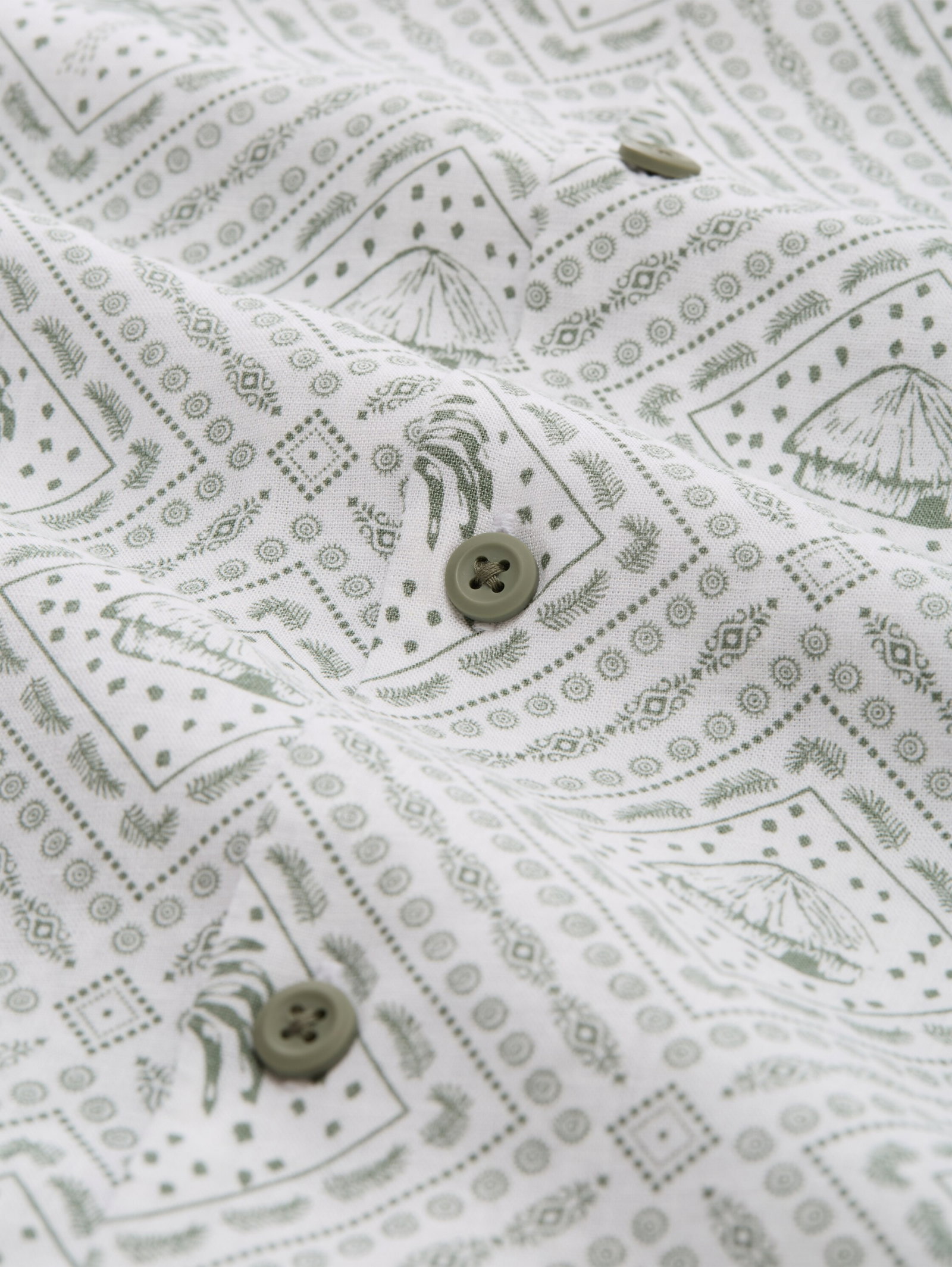 relaxed printed viscose linen, green white tropical print #2