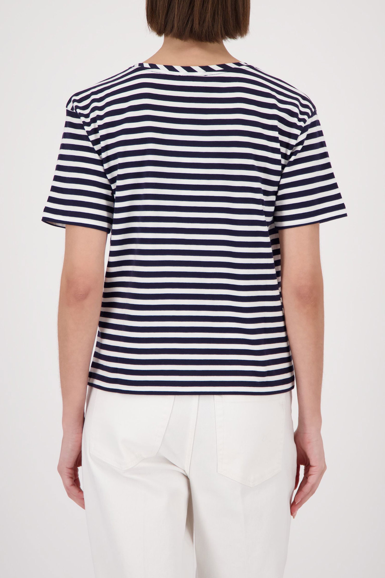 Monari |  T-Shirt, marine ringel | 42