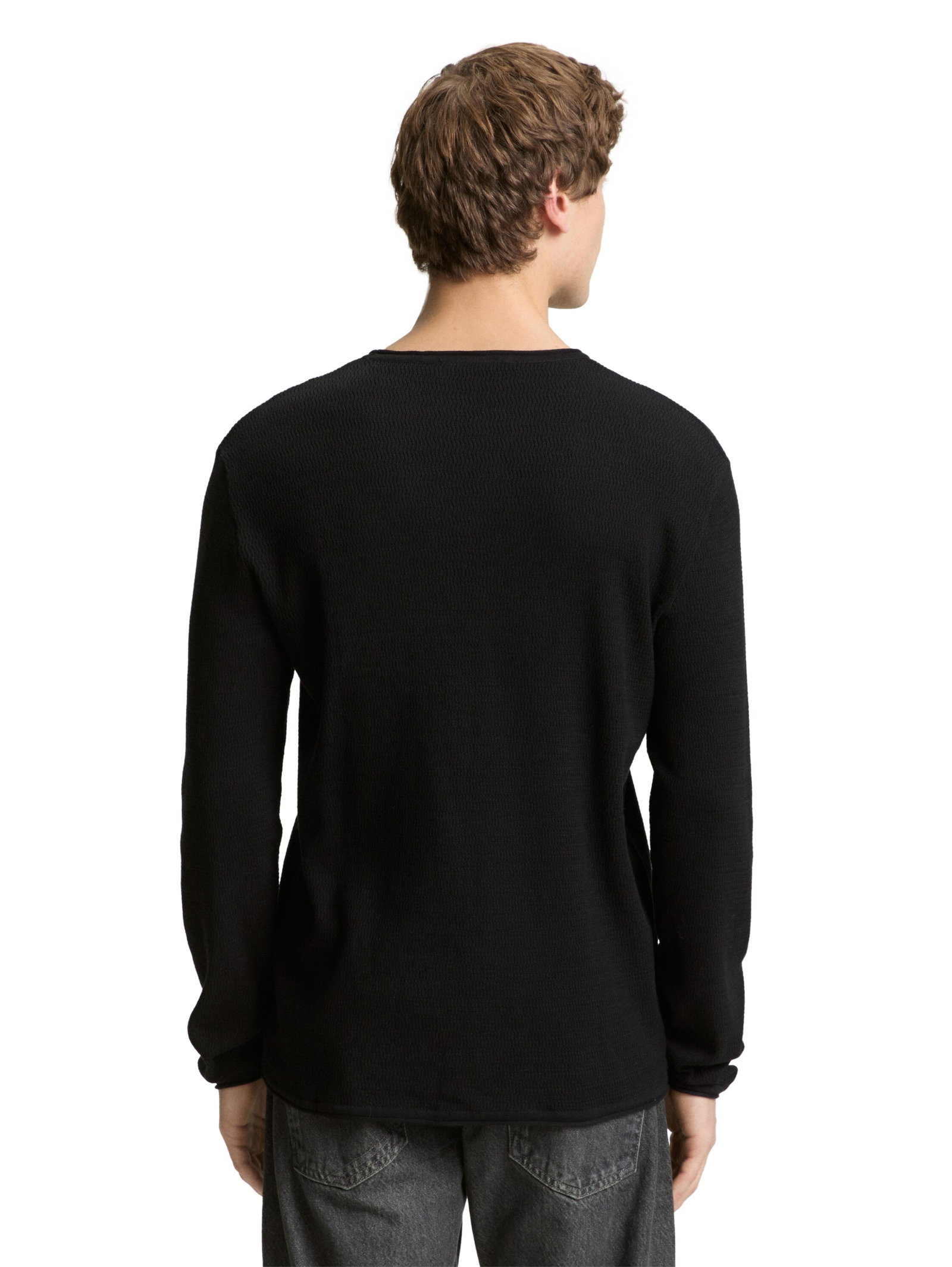 structured roll edge knit, Black #4