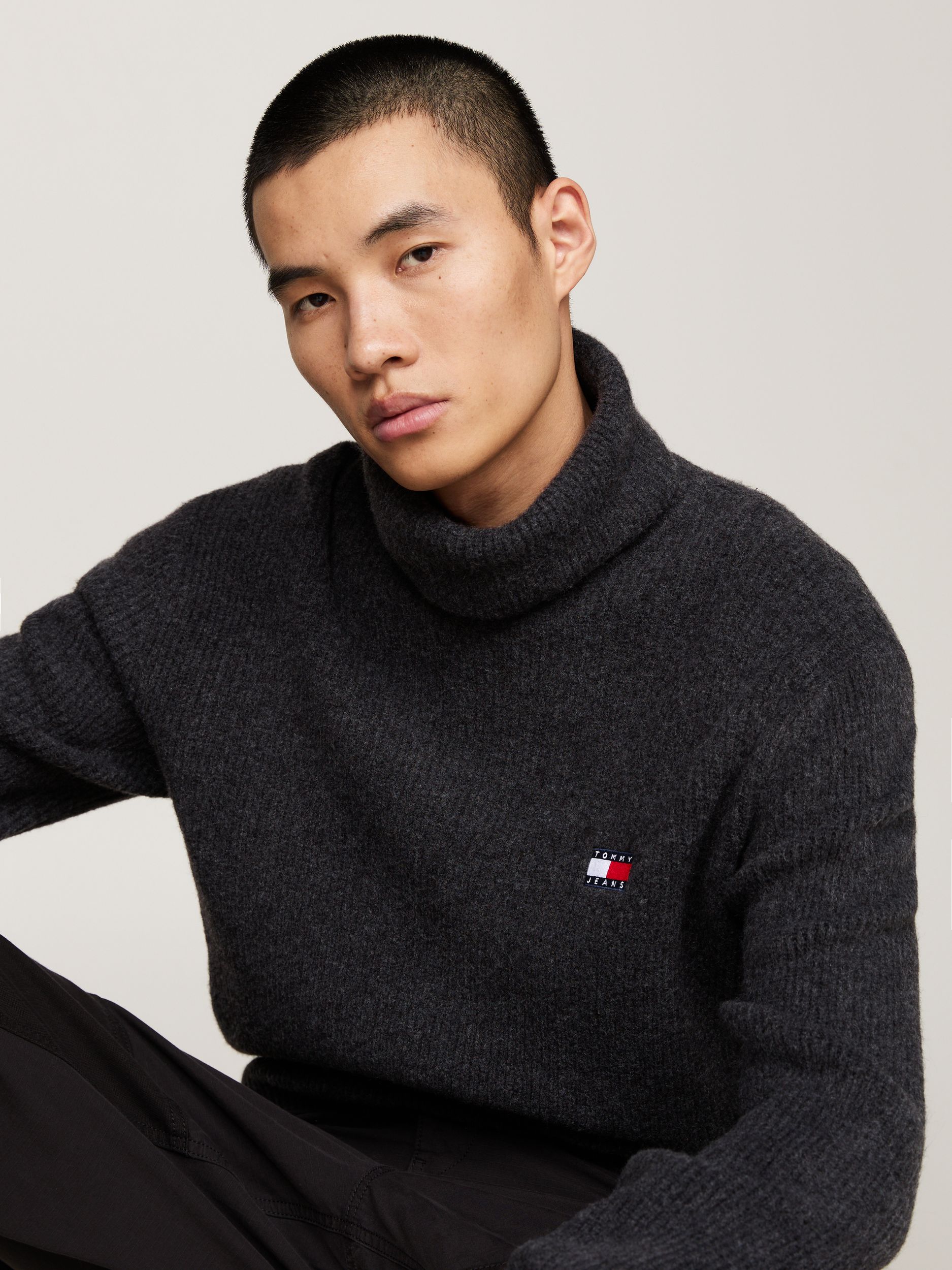 Tommy Jeans |  Tommy Jeans Rollkragenpullover  | M | dark grey heather