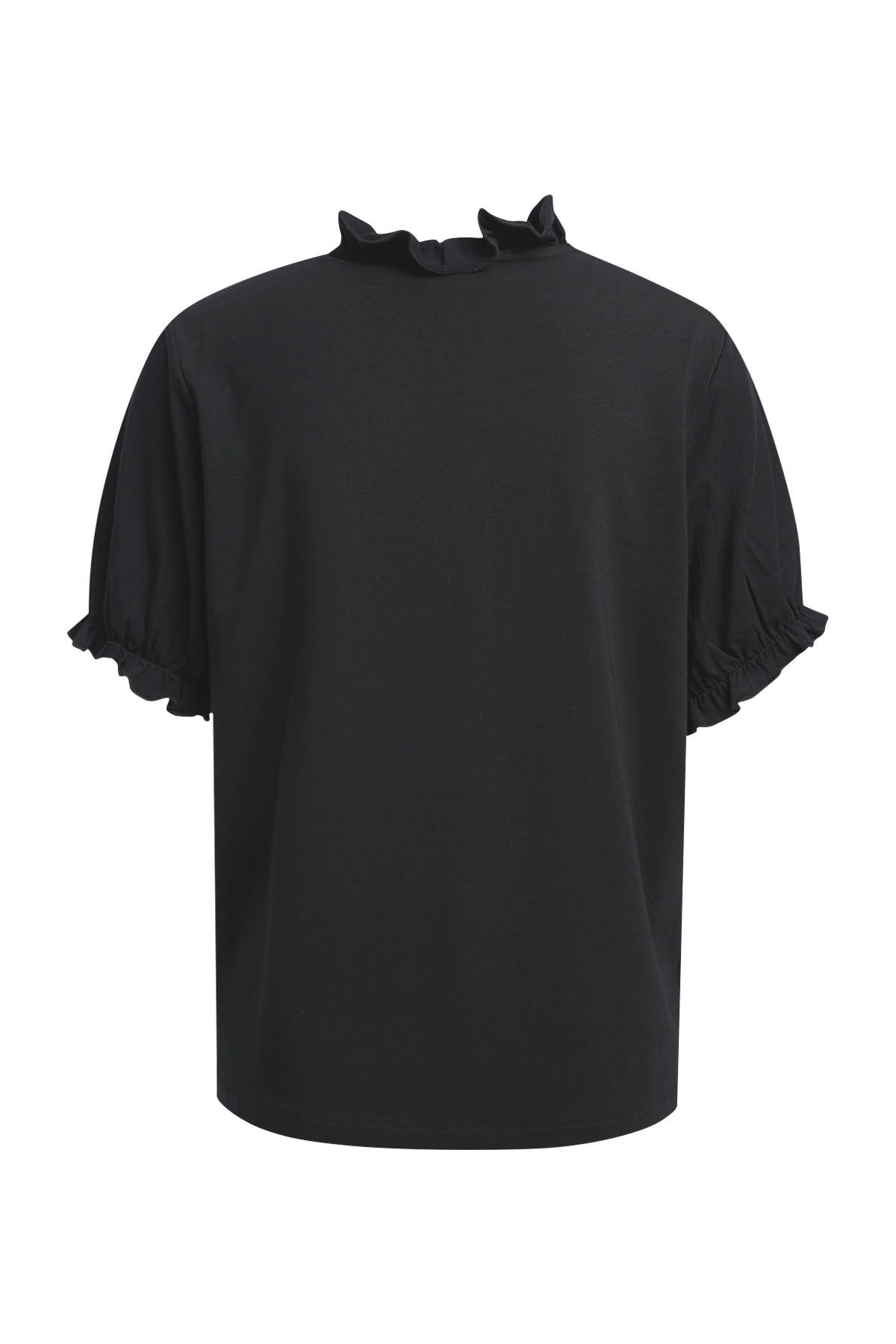 RELAXED T-SHIRT RUFFLE SLEEVES, BLACK #2