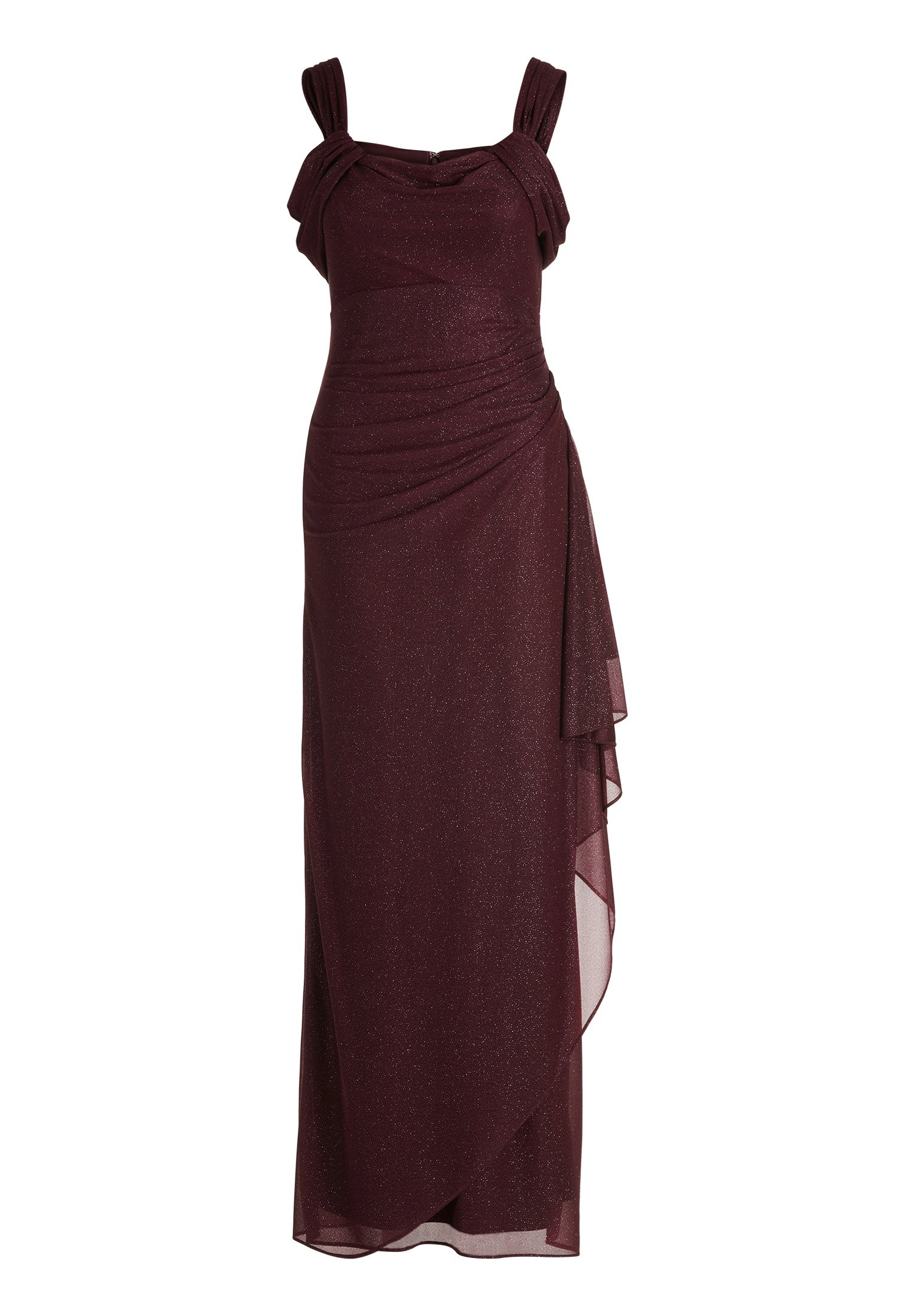 Kleid Lang 1/2 Arm, Grey/Dark Red #1