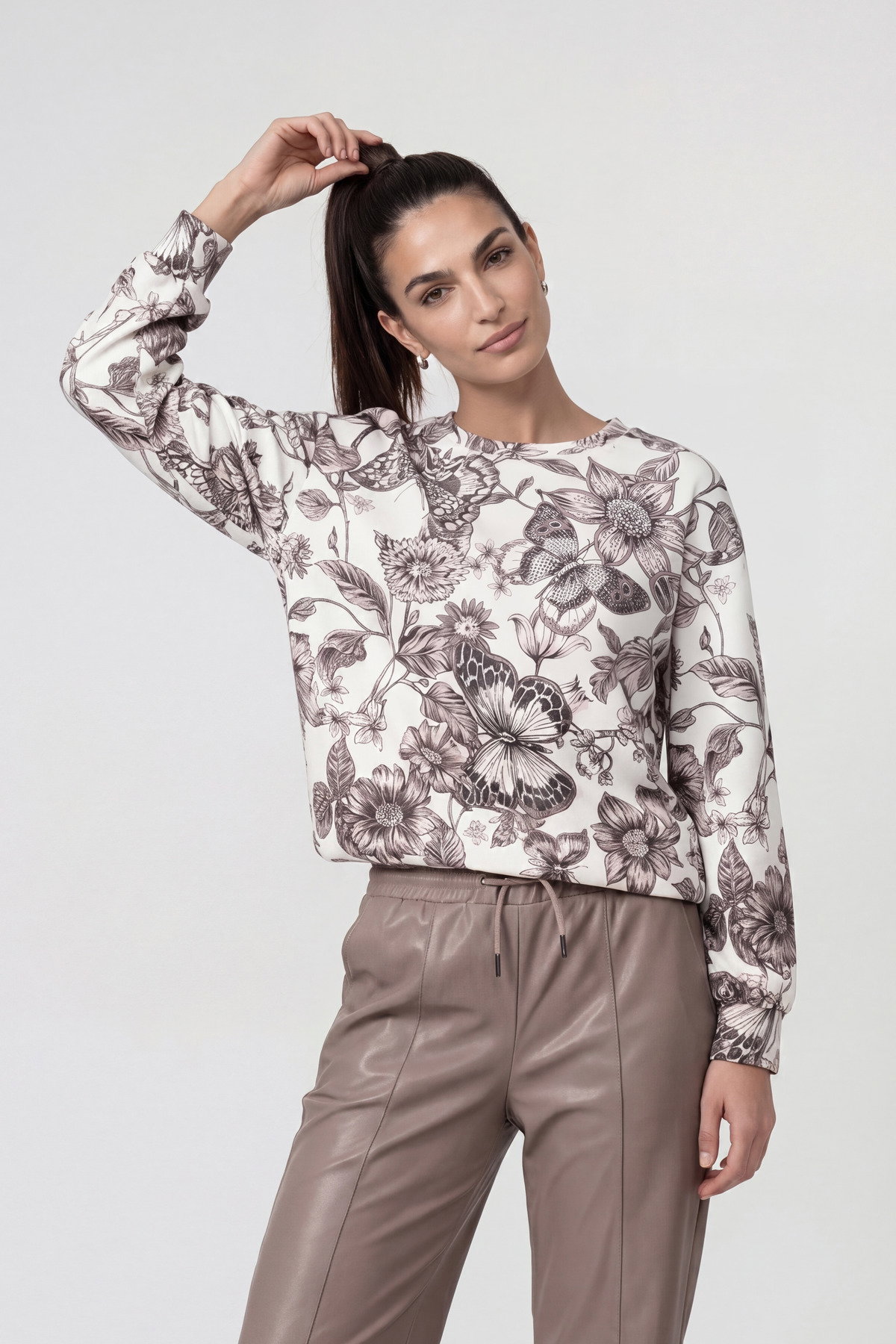Sweatshirt, taupe gemustert #2