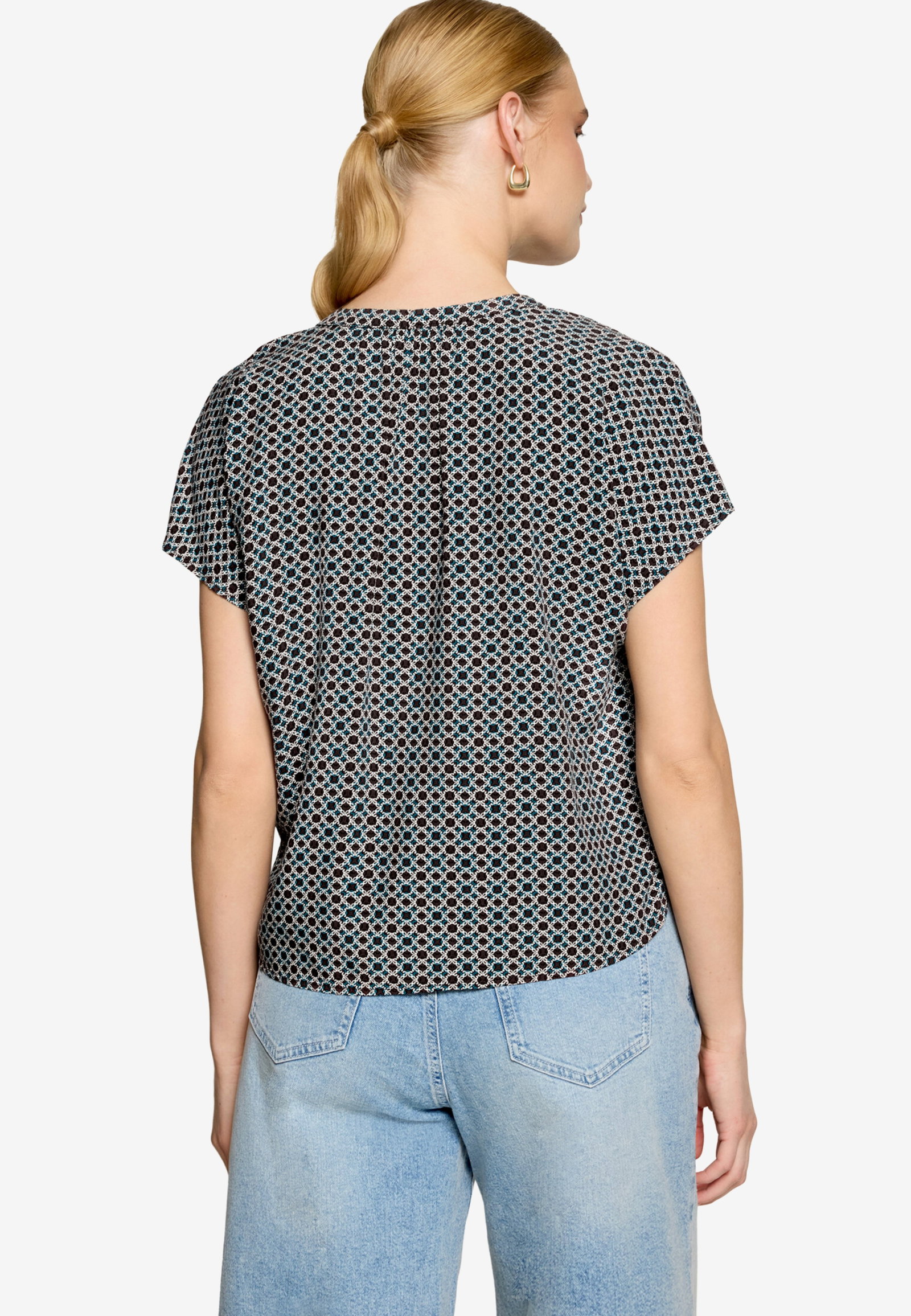 Bluse Kurz 1/2 Arm, Brown/Cream #3