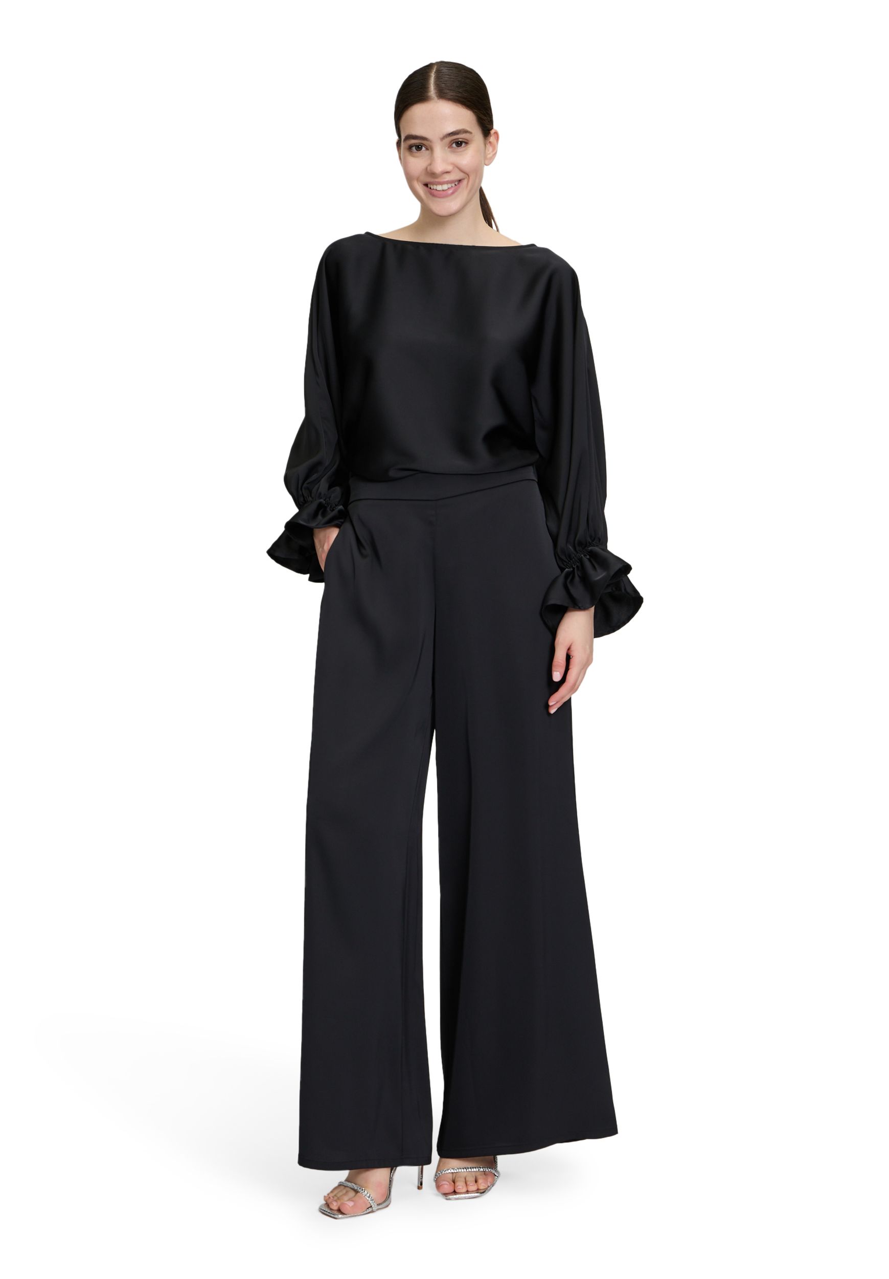 V by Vera Mont |  Satin-Bluse | 34 | schwarz