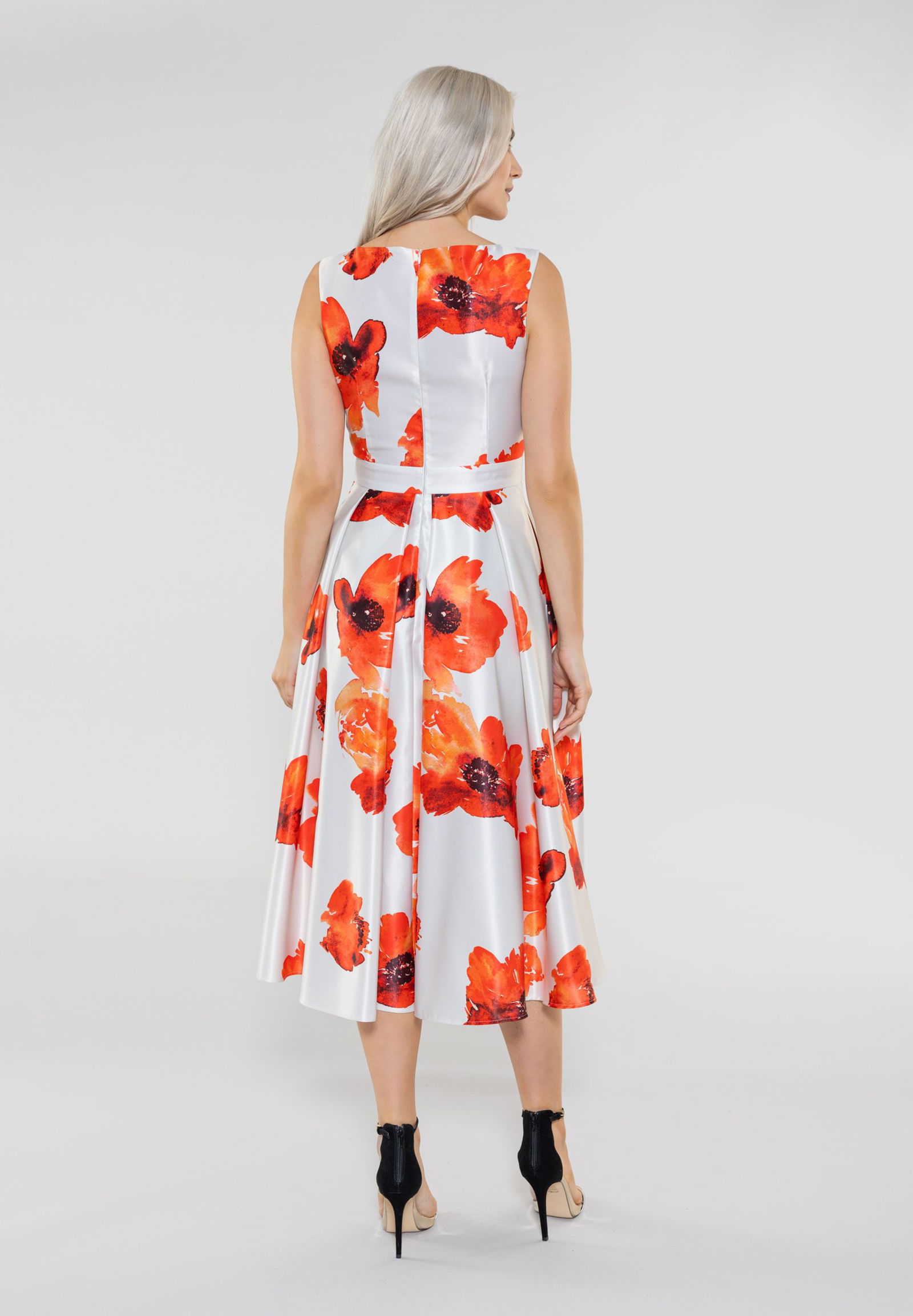 Cocktailkleid aus bedrucktem Duchesse
