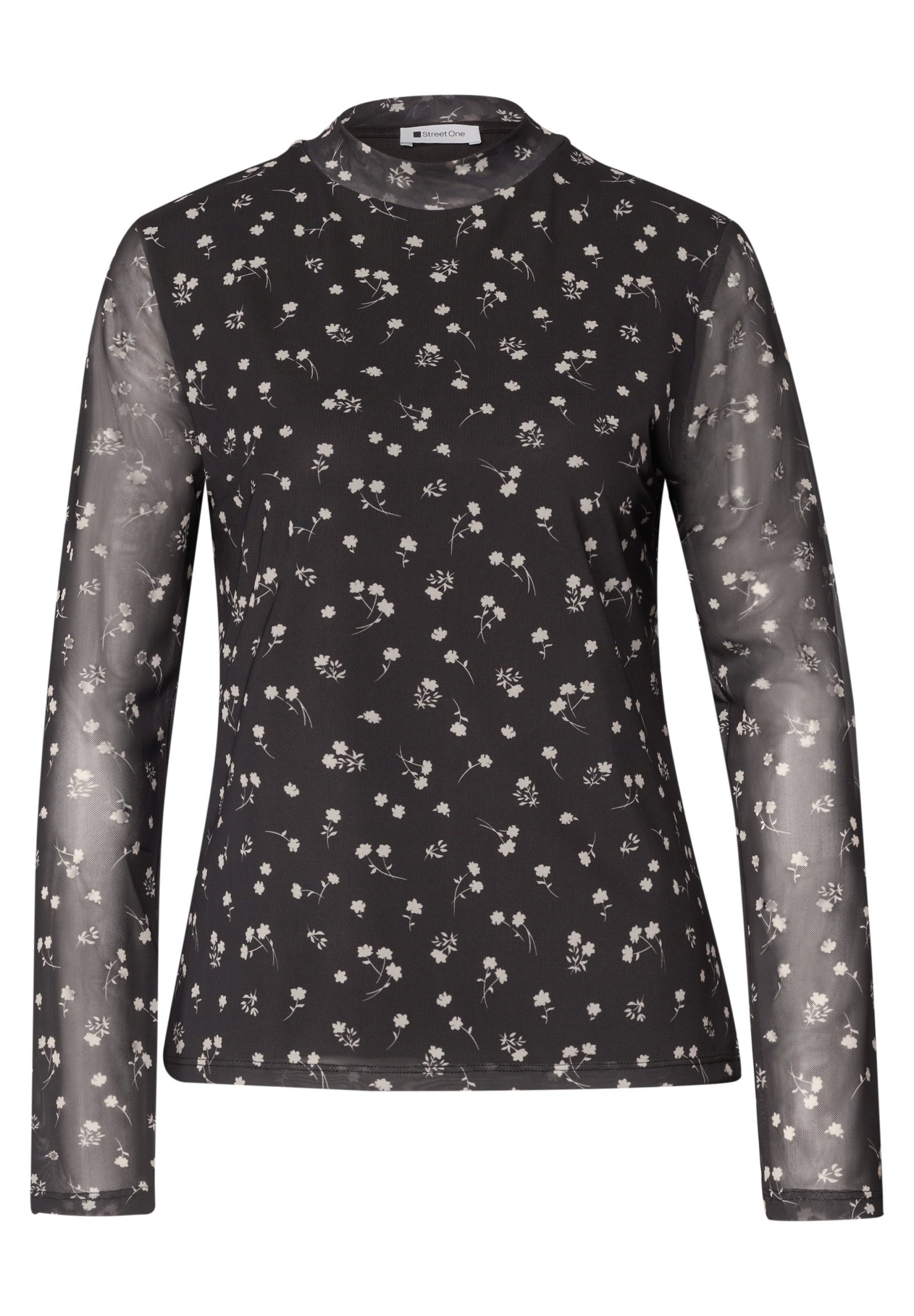 LTD QR printed mesh round neck, black coffee #1