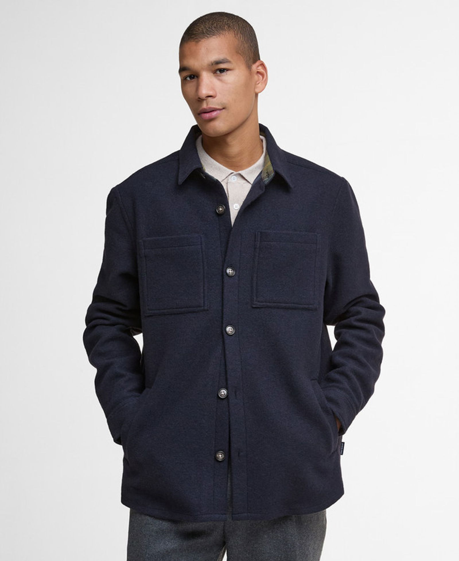 e3068ae4f51d30aef705067e29fbfa45 | Barbour Overshirt Marlow Tailored | L | Navy Marl