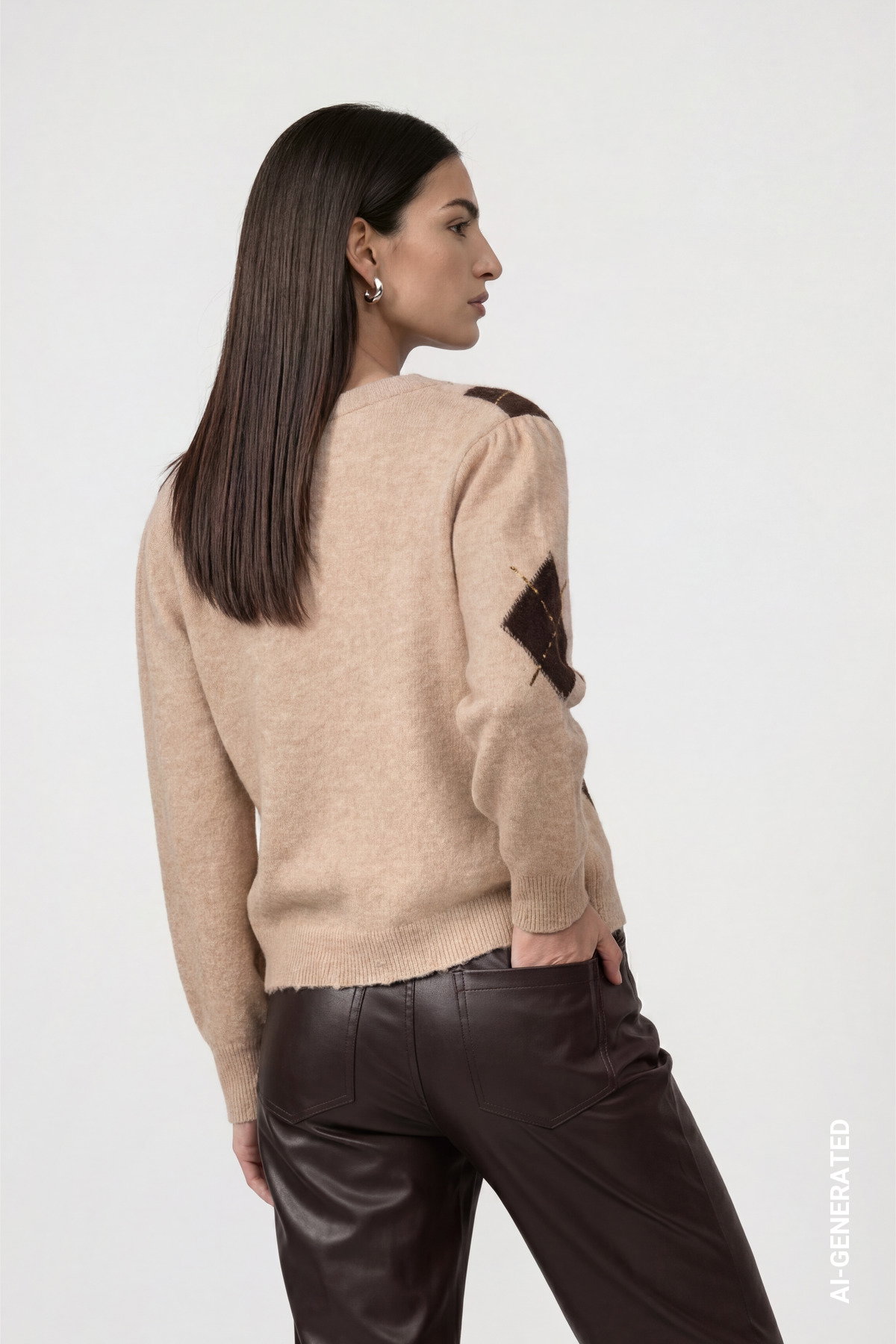 Strickjacke, cappuccino melange gemustert #4