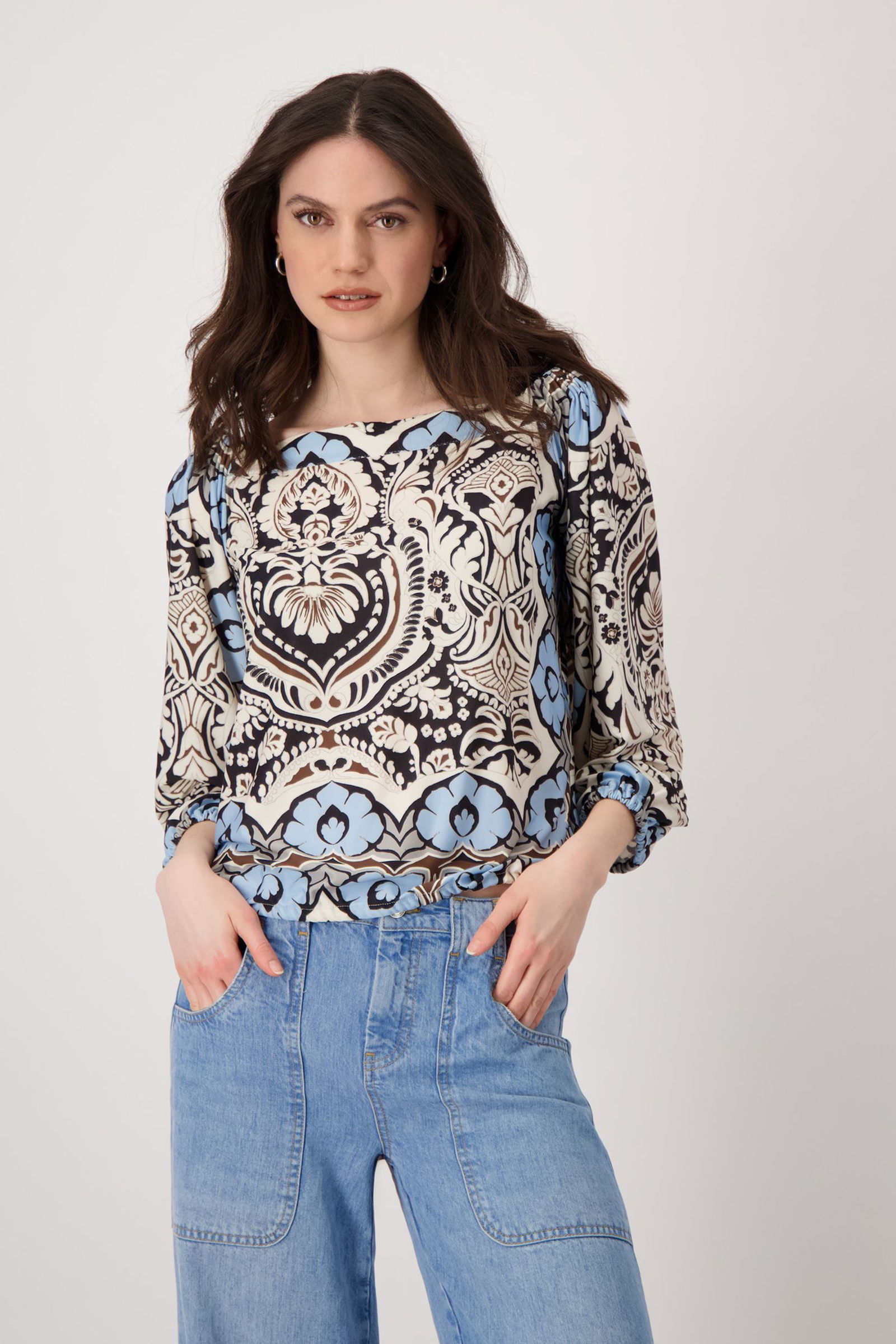 20f050e96f6a35b51433f0ebfbfb897f Monari | Monari Pullover | 46 | schwarz gemustert