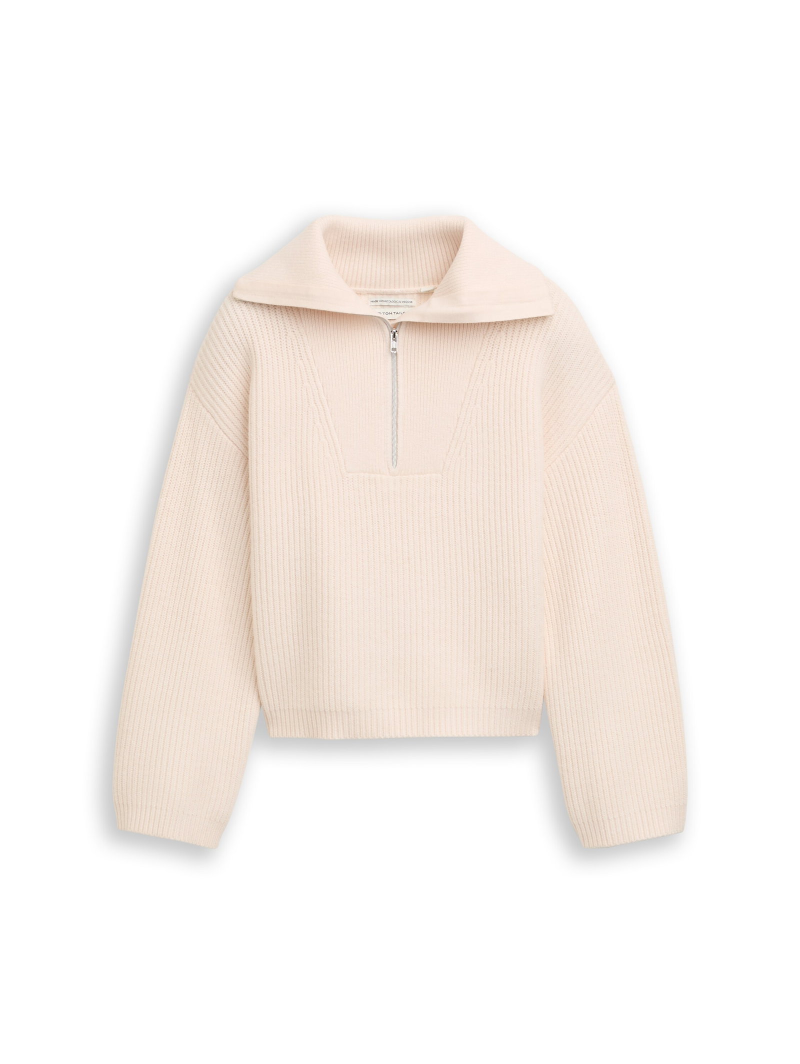 cropped knit troyer, soft cream beige #1