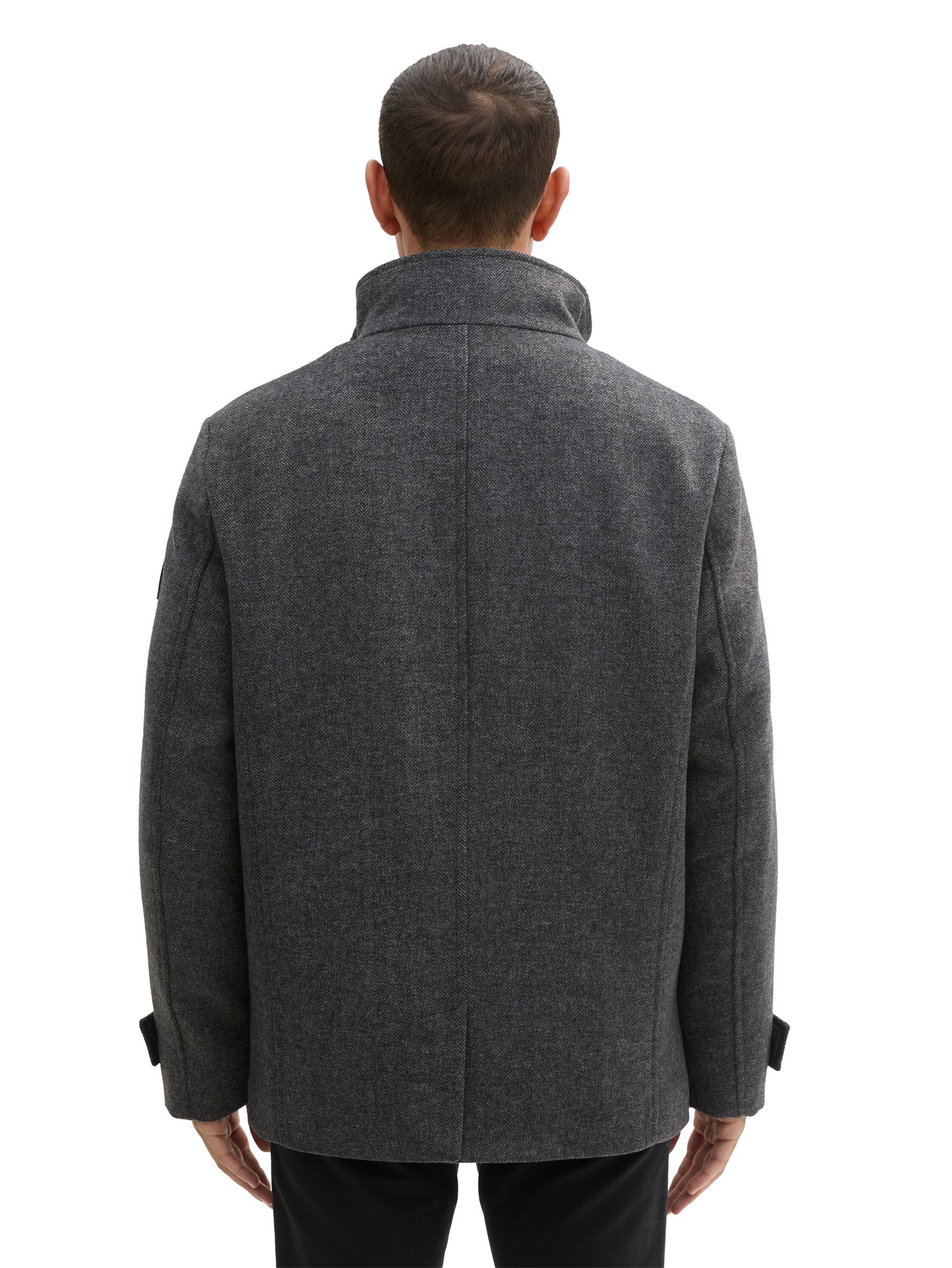 Tom Tailor |  Tom Tailor Wollmantel  | XXXL | dark grey black herringbone