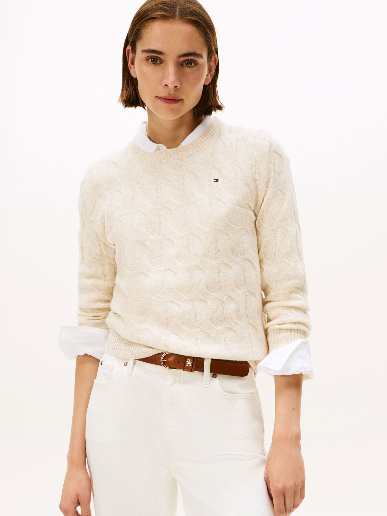 Tommy Hilfiger | Tommy Hilfiger Soft Strickpullover | M | white dove heather