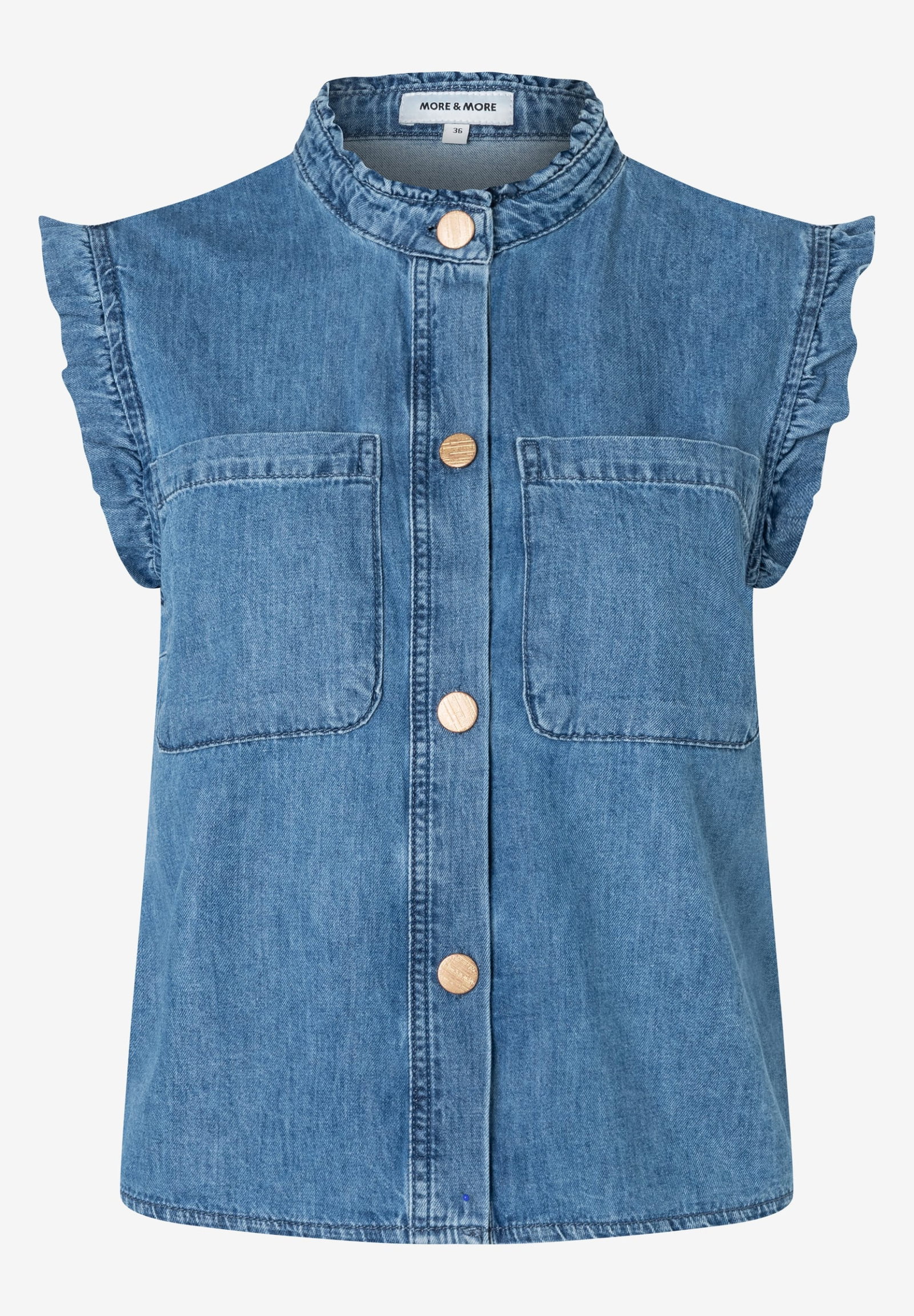 Jeansbluse mit Rüschenärmeln #1
