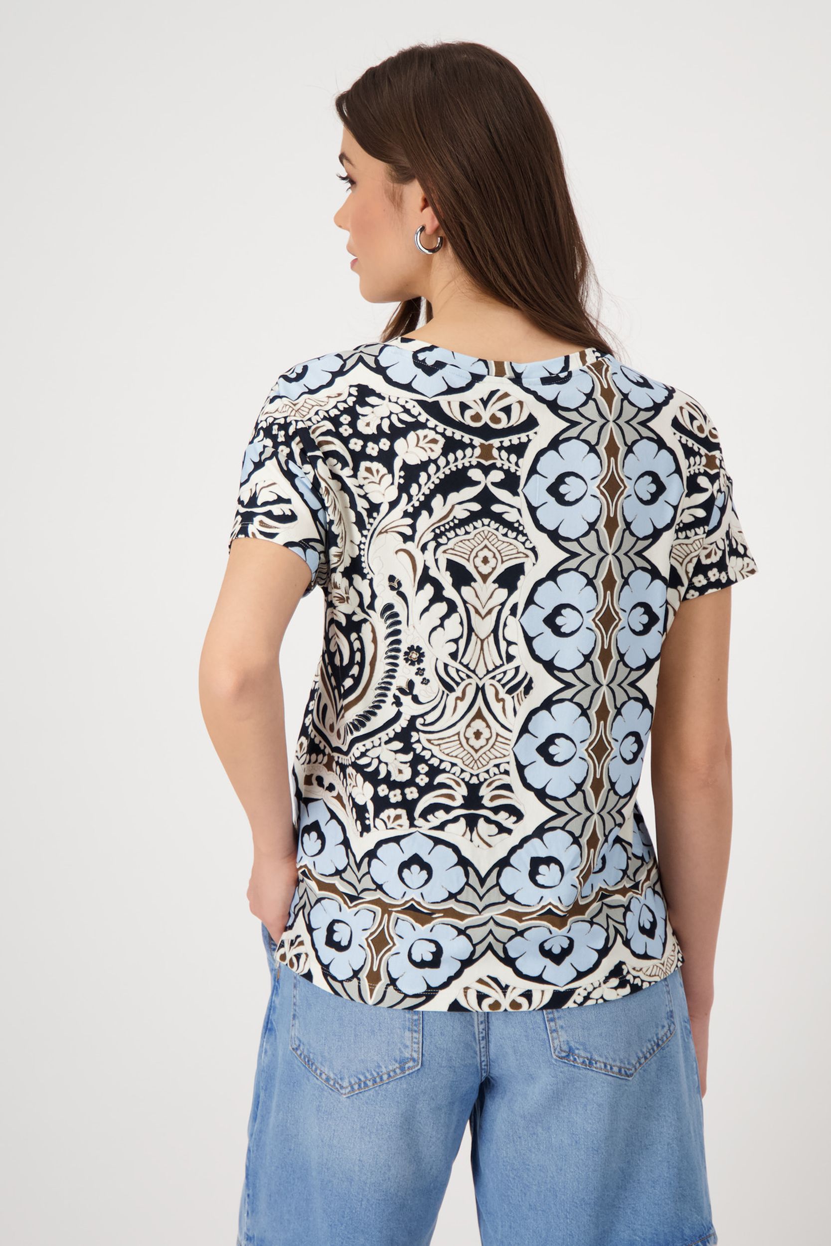 Monari |  T-Shirt, schwarz gemustert | 42 | schwarz gemustert