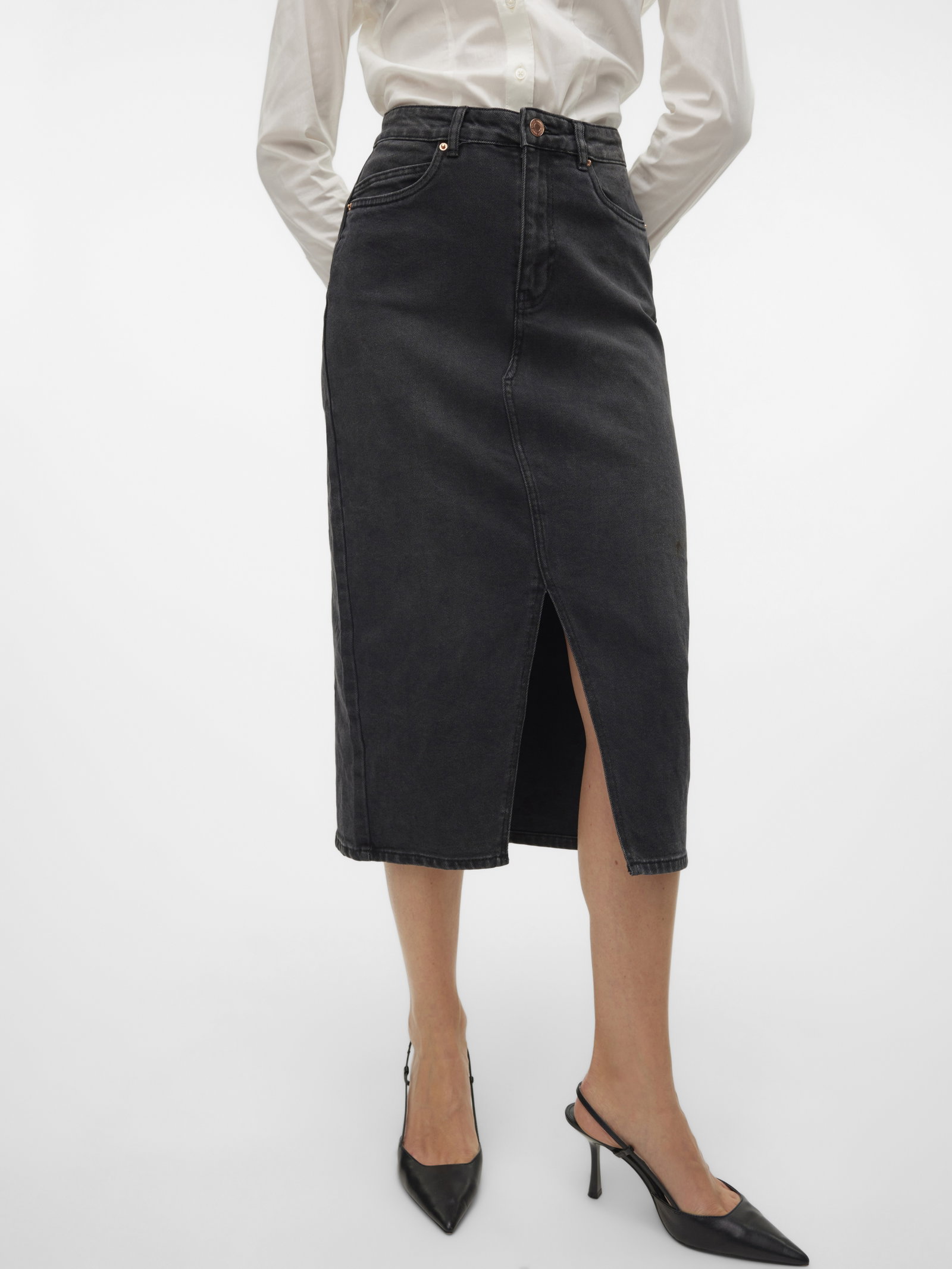VMVERI HR CALF DENIM SKIRT GA MIX N, Black #5