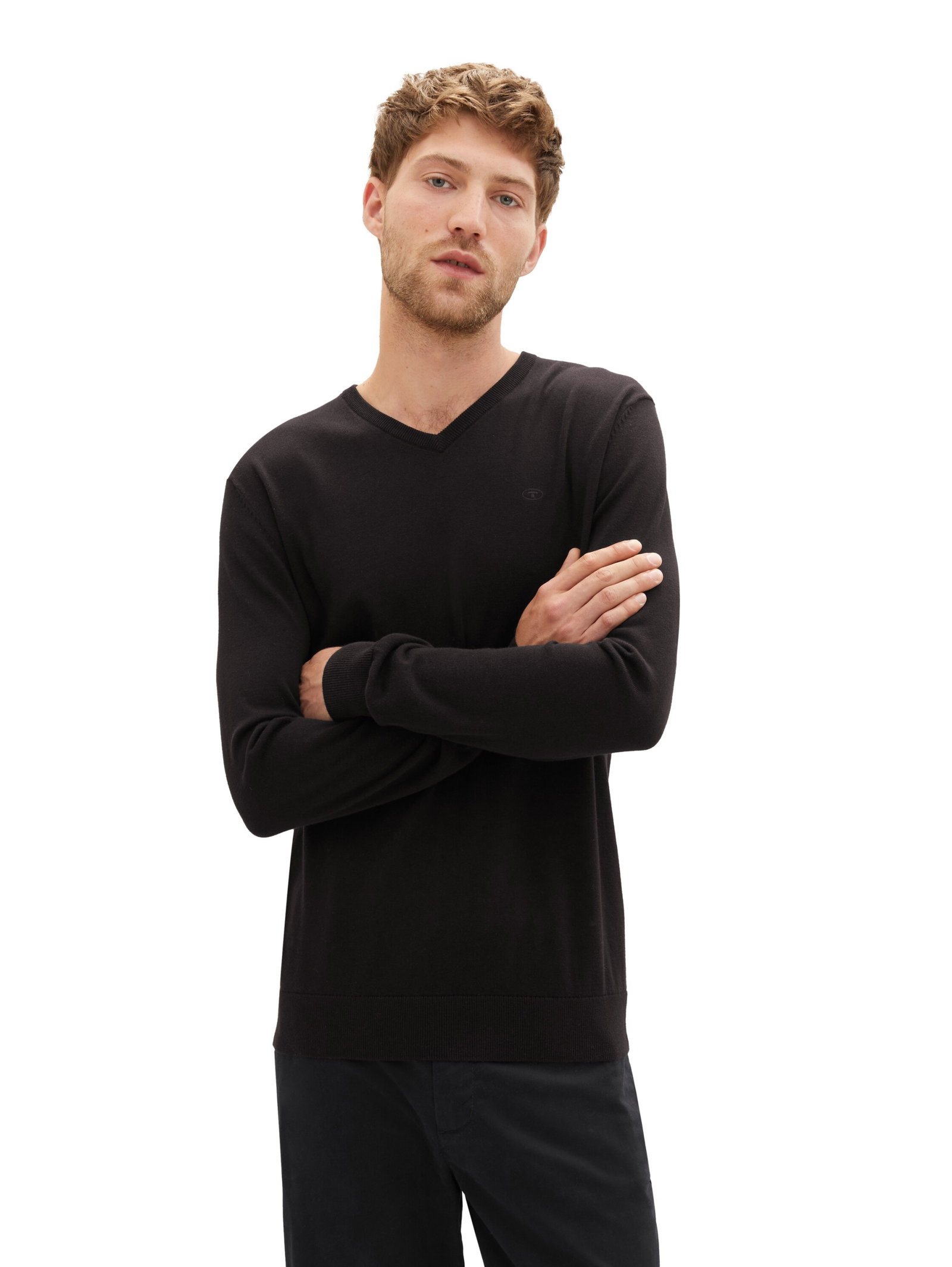 basic v neck sweater, Black #3