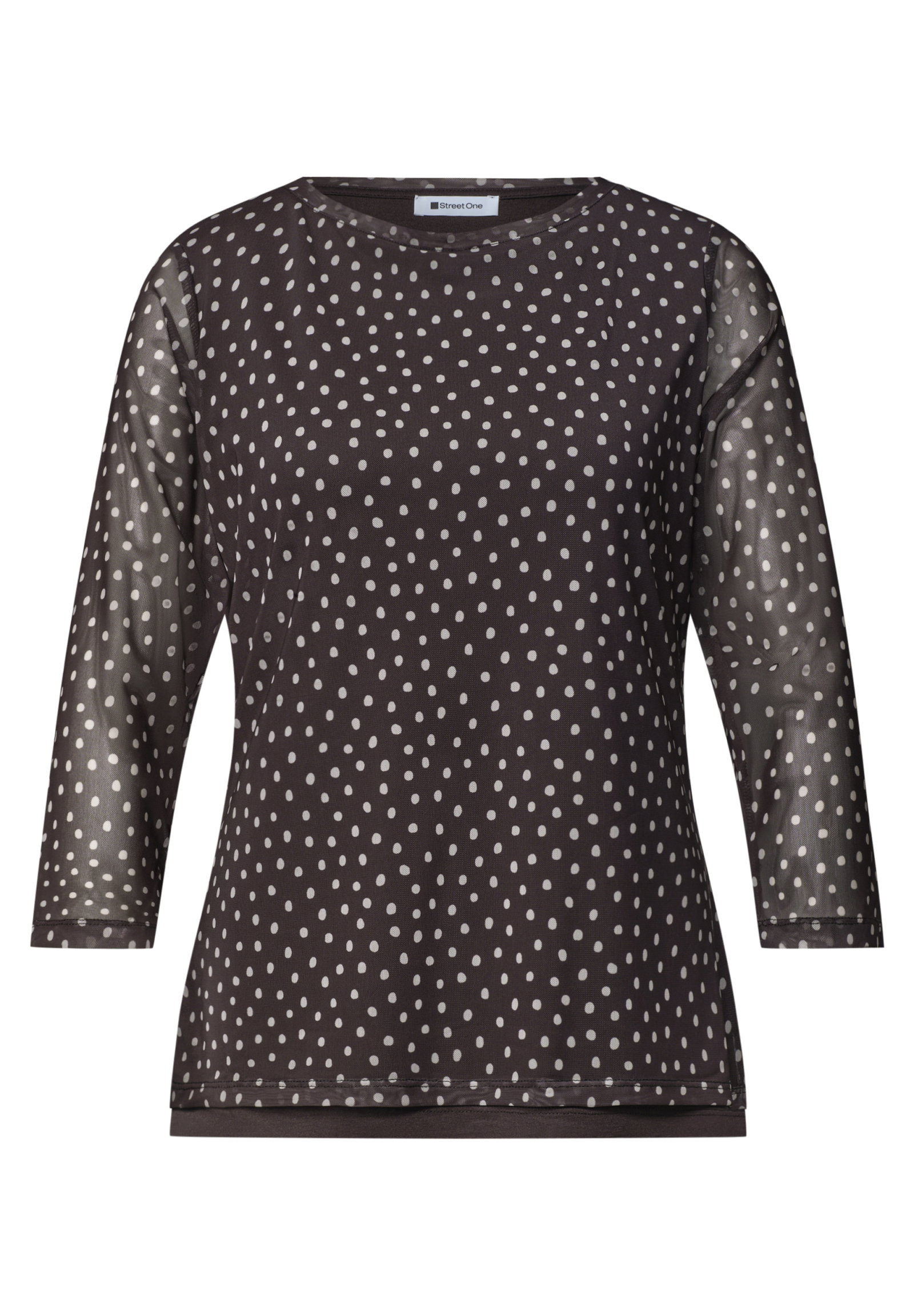 LTD QR printed mesh shirt w.3/, black coffee #1