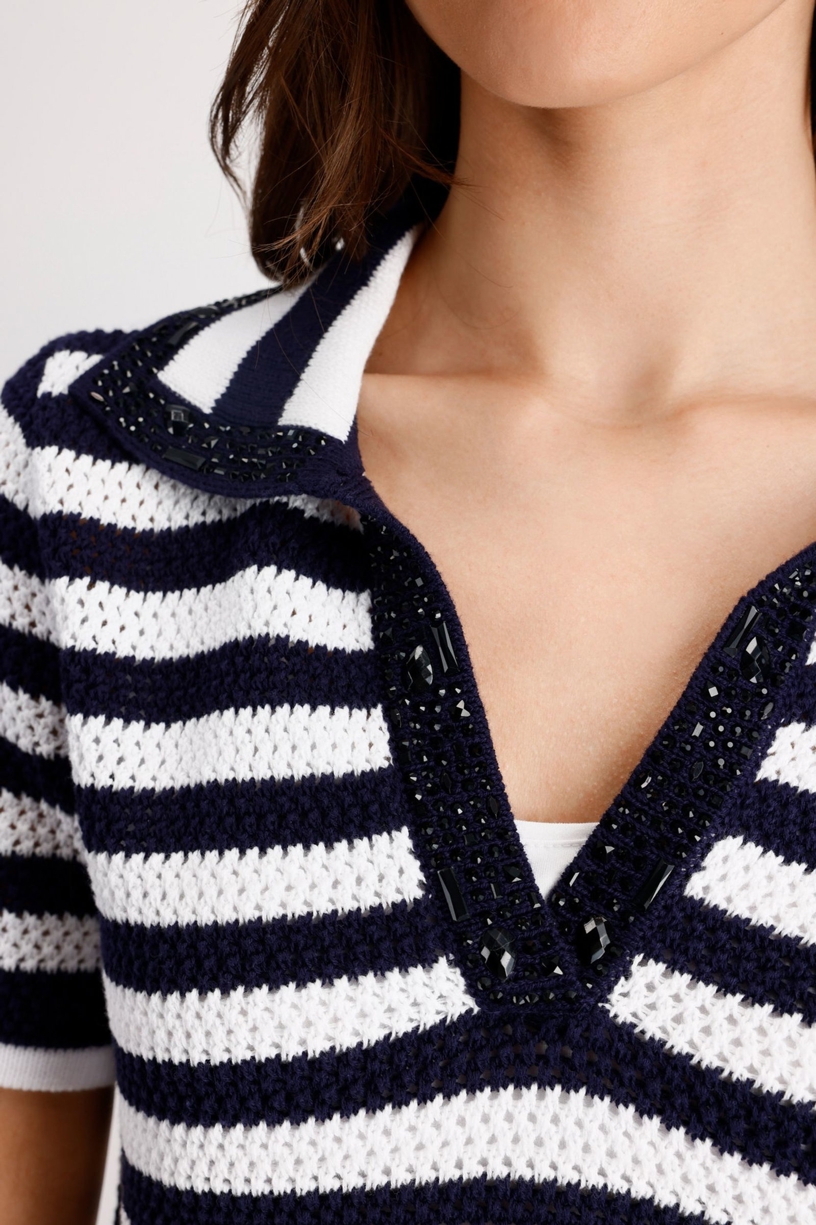 |  Pullover, marine ringel | 36