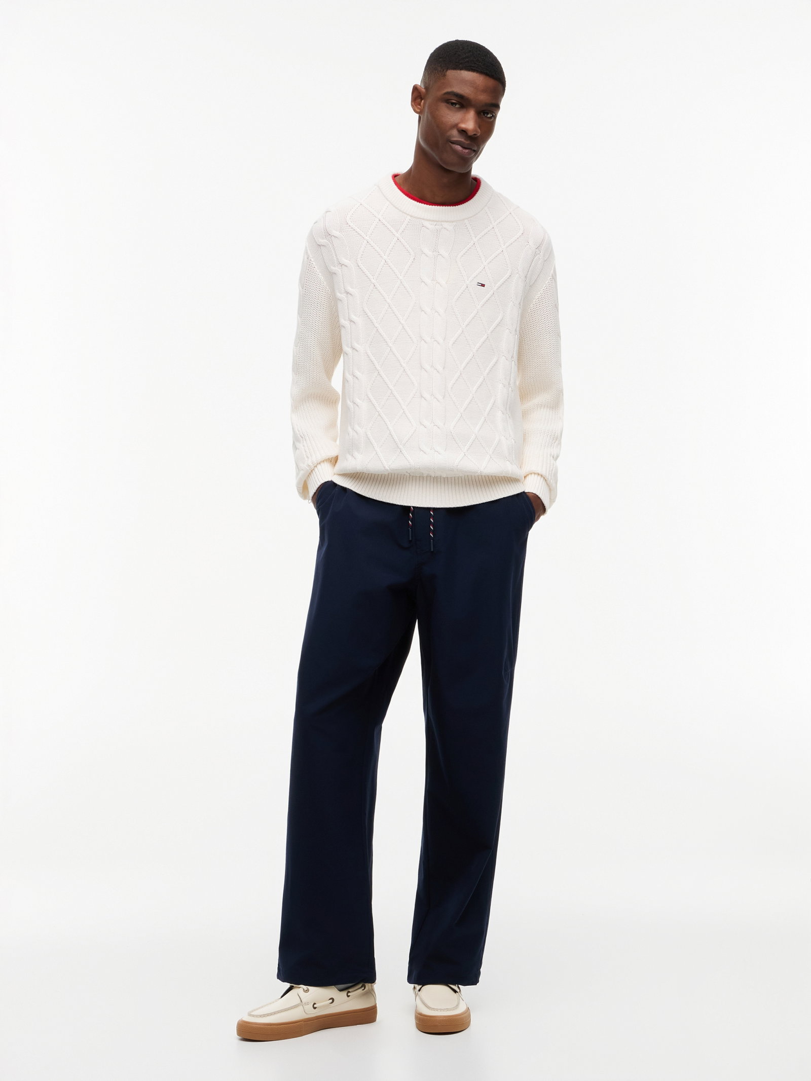 TJM REG CABLE KNIT SWEATER, WHITE #5