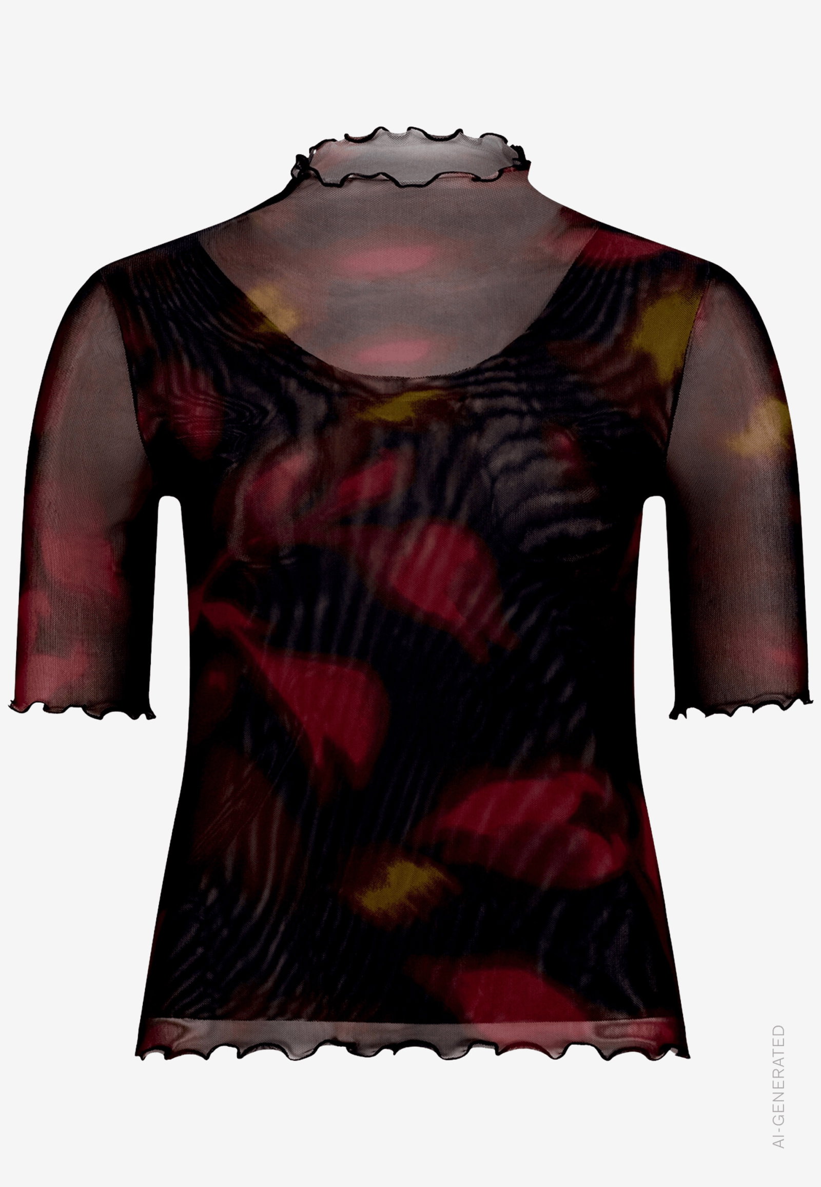 Shirt Kurz 1/2 Arm, Black/Dark Red #1