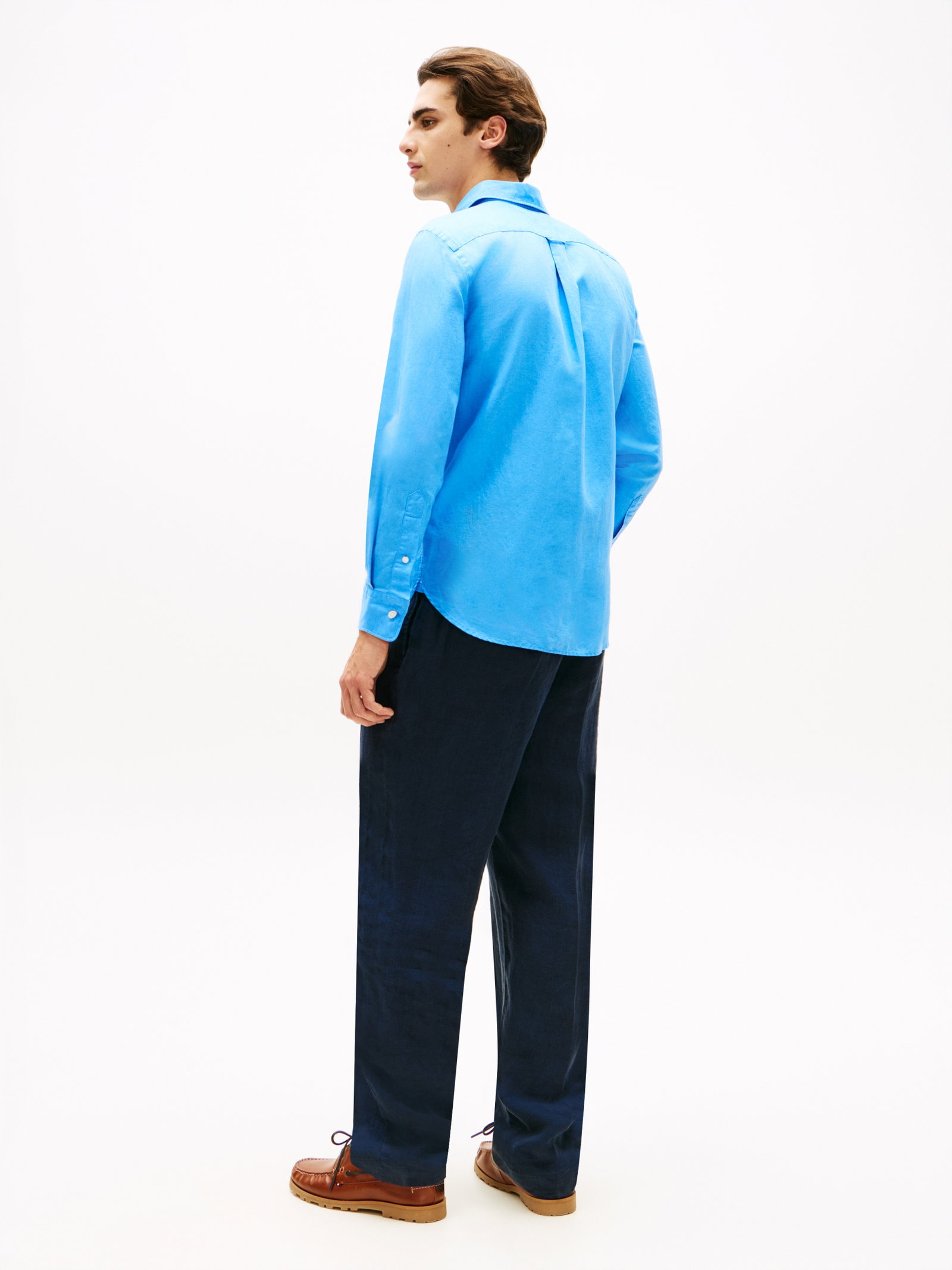 Regular Fit Linen Blend Button-Down Shirt #4